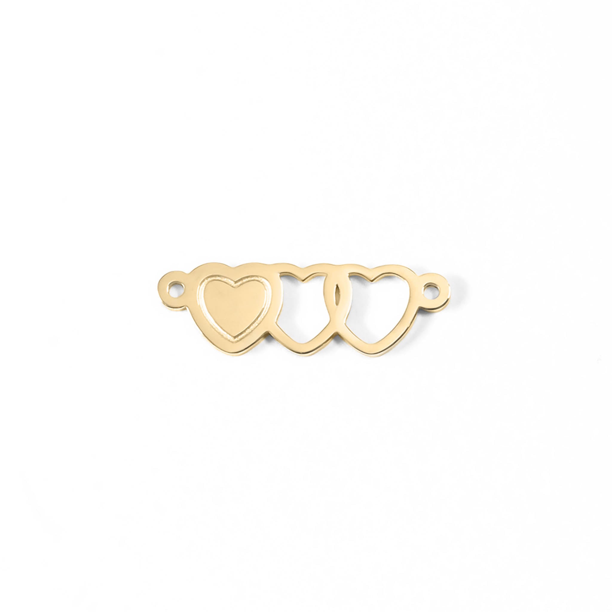 18K Gold PVD Stainless Steel Triple Heart Charm