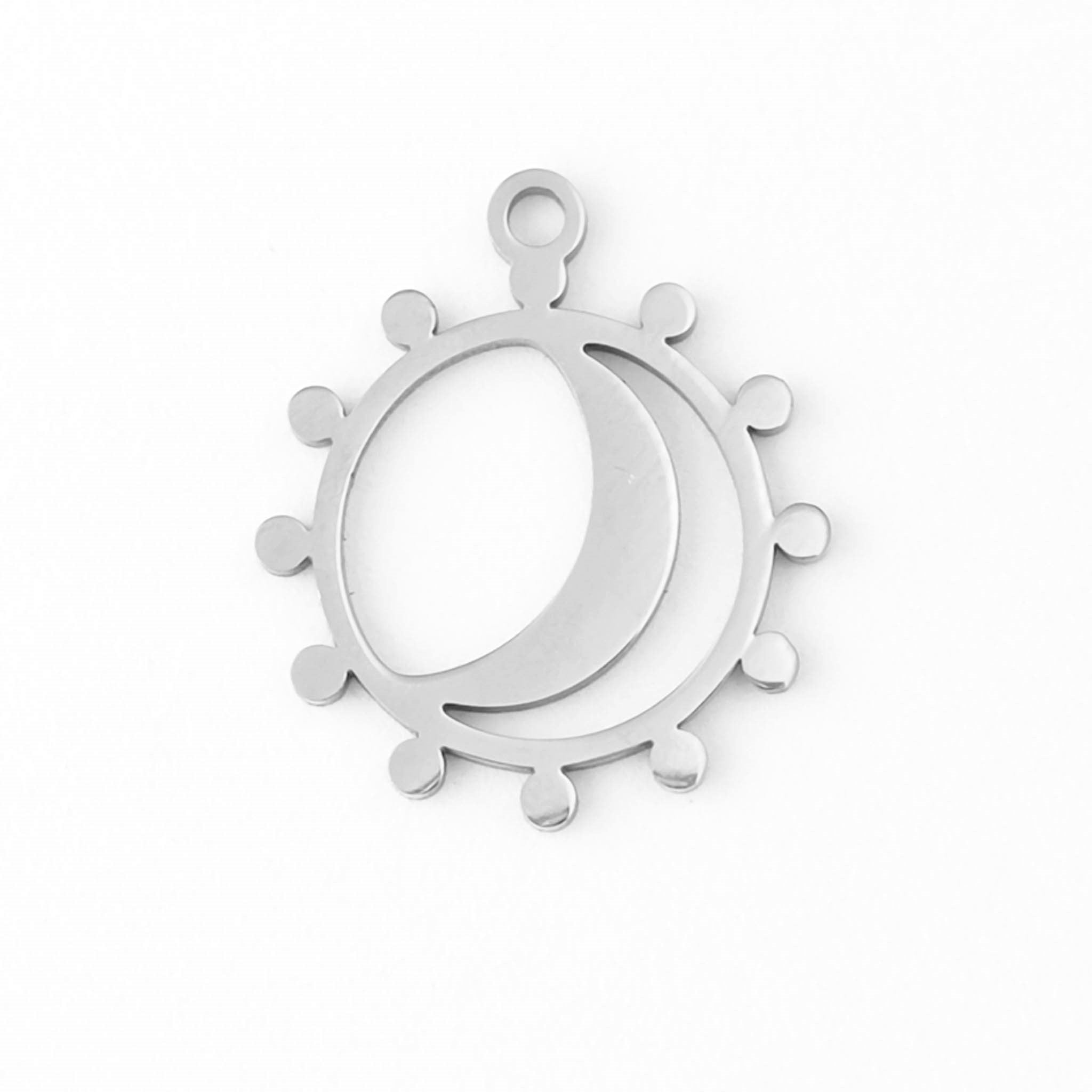 18K Gold PVD Stainless Steel Sun and Moon Charm