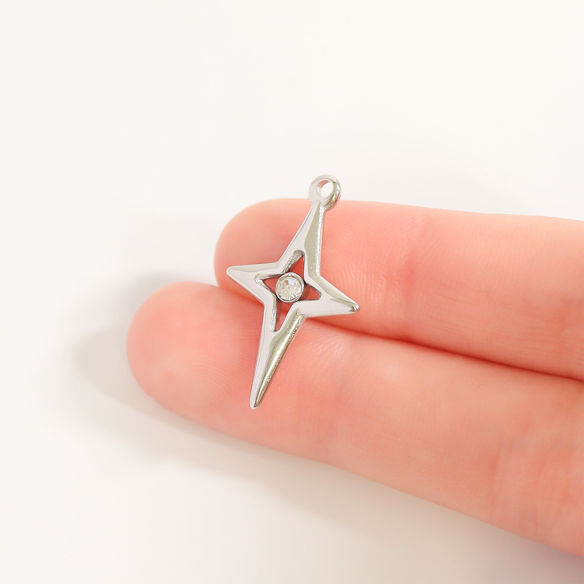 18K Gold PVD Stainless Steel Compass Star Charm