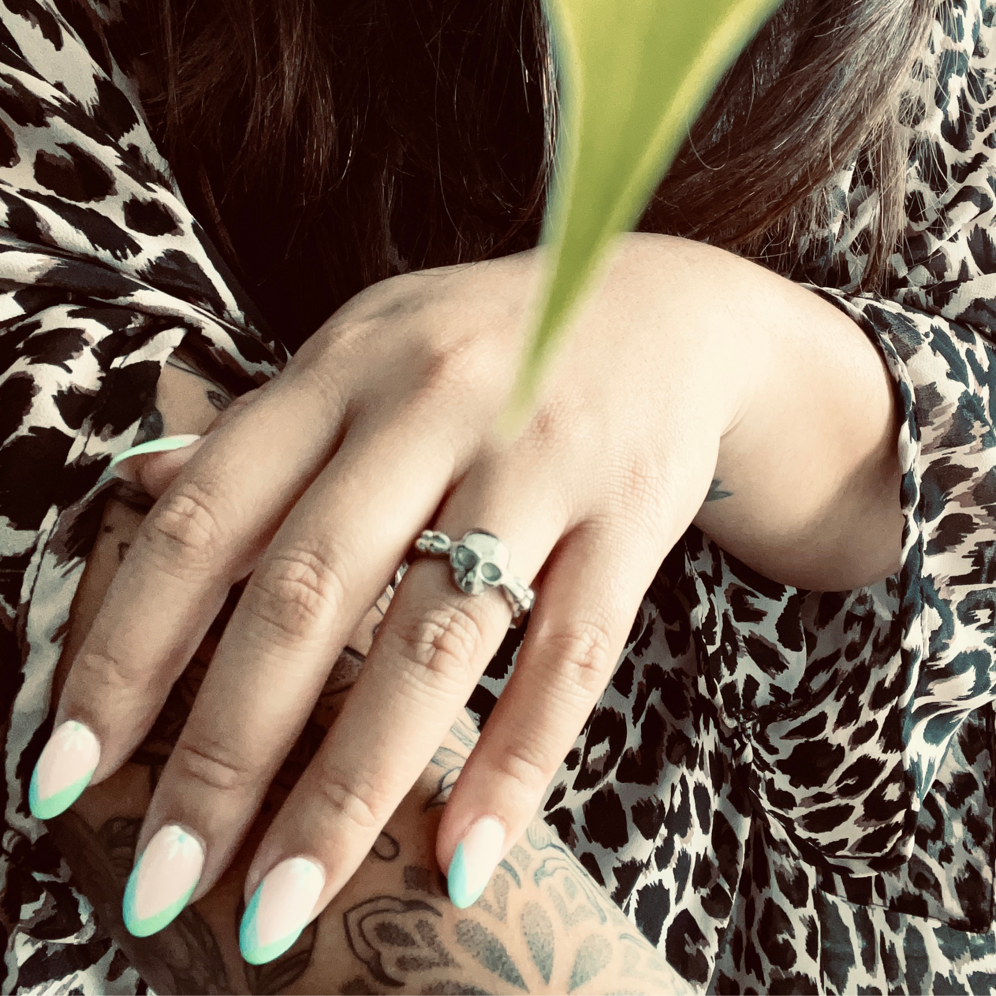 Stainless Steel Skull And Bones Women's Ring