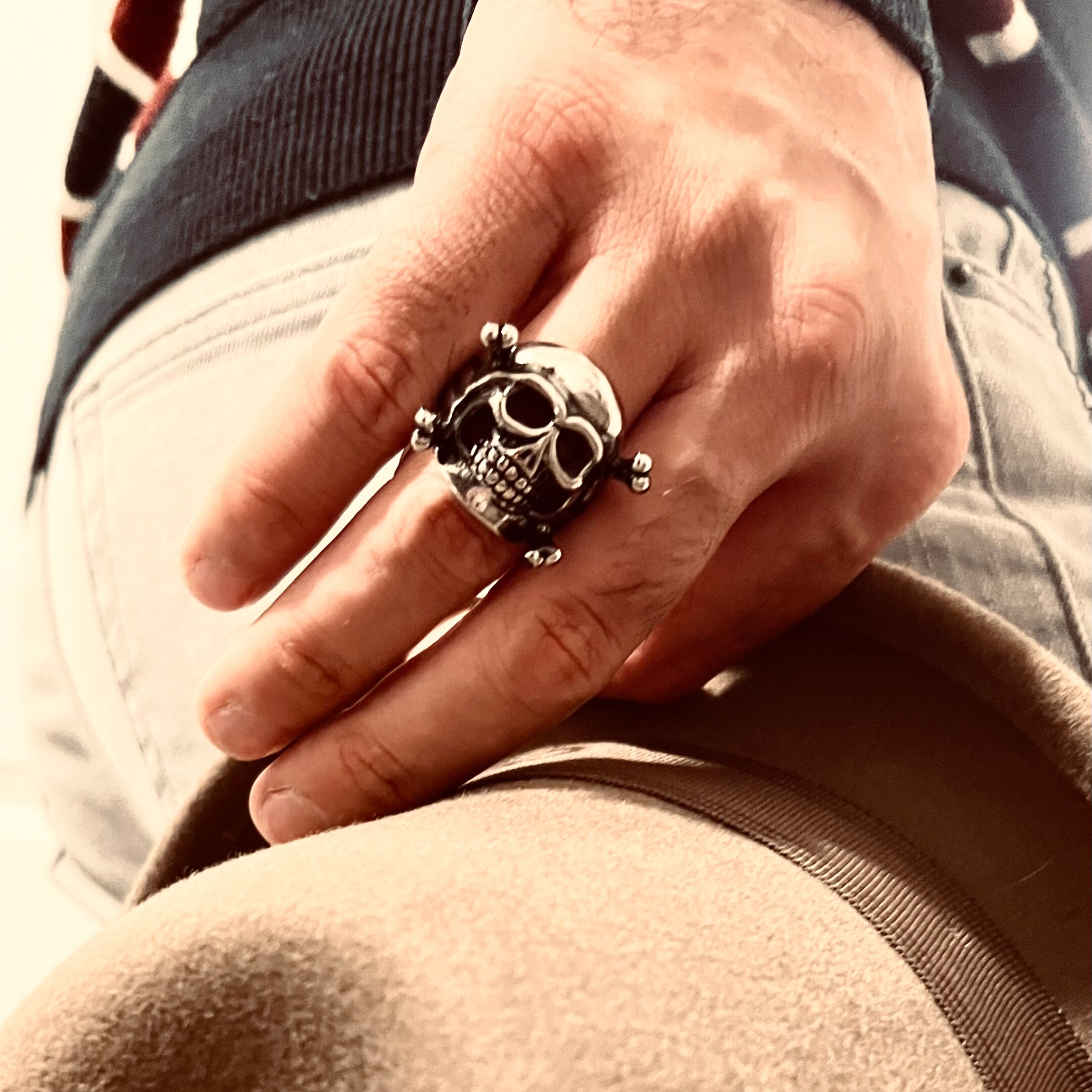 Stainless Steel Skull And Crossbones Ring