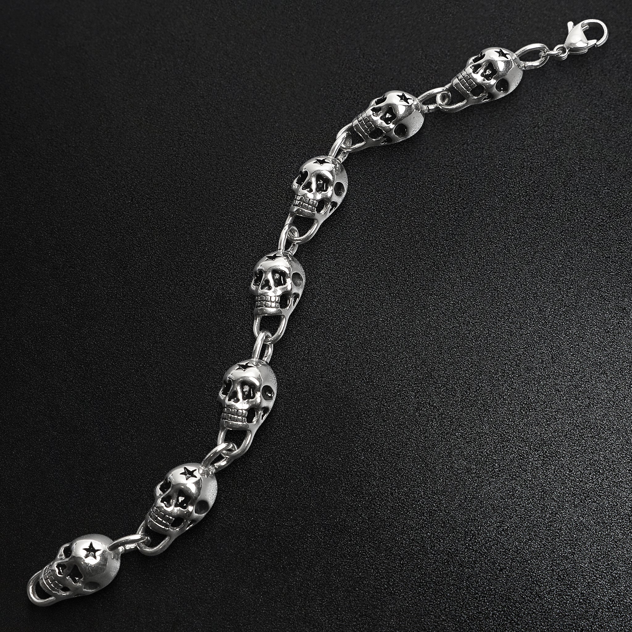 Stainless Steel Star Skull Bracelet