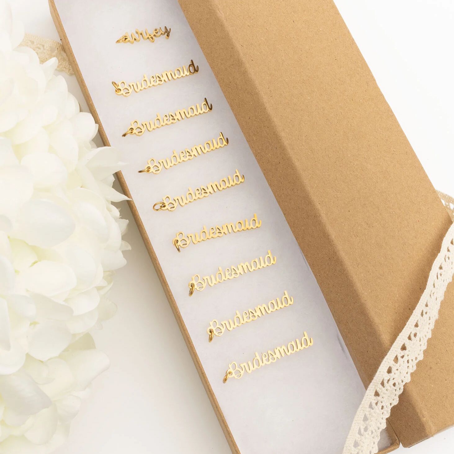 18K Gold PVD Stainless Steel Bridal Party Charm Set