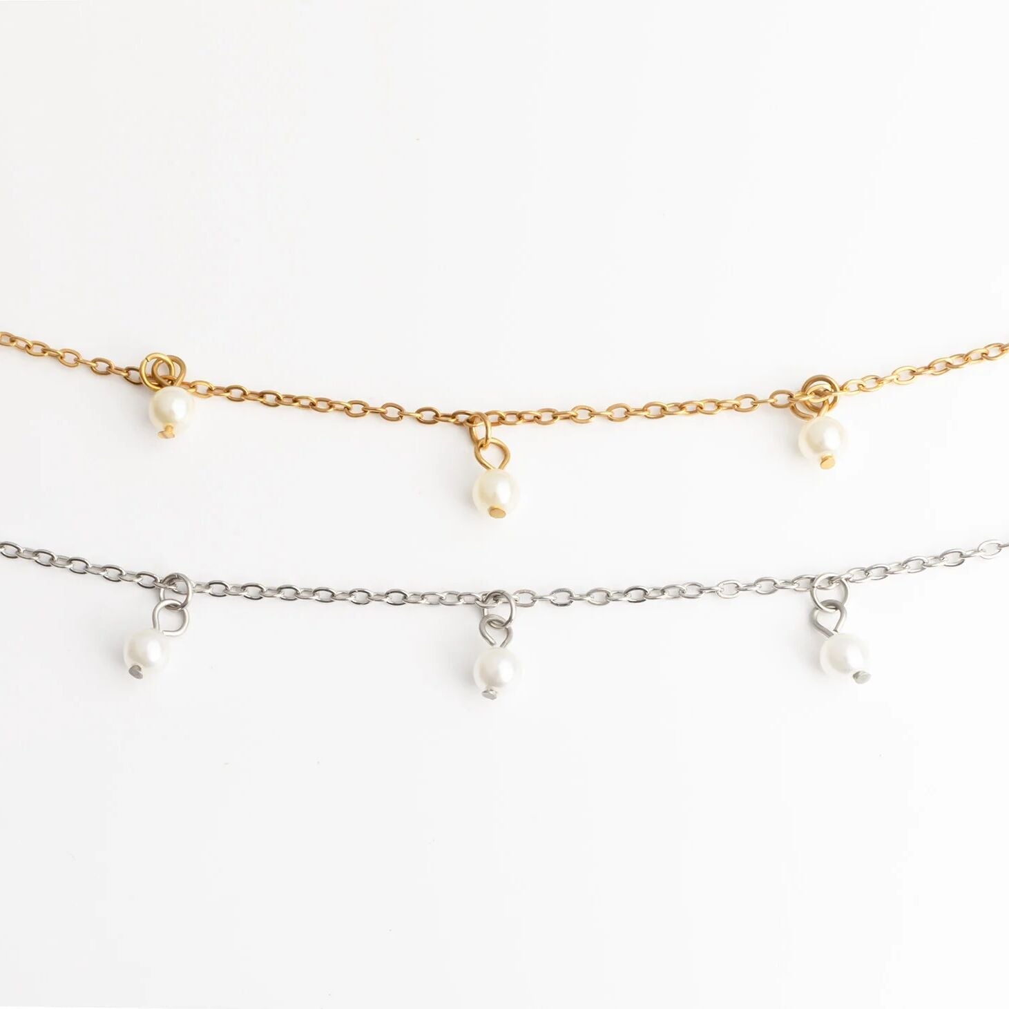 18K Gold PVD Stainless Steel Pearl Anklet