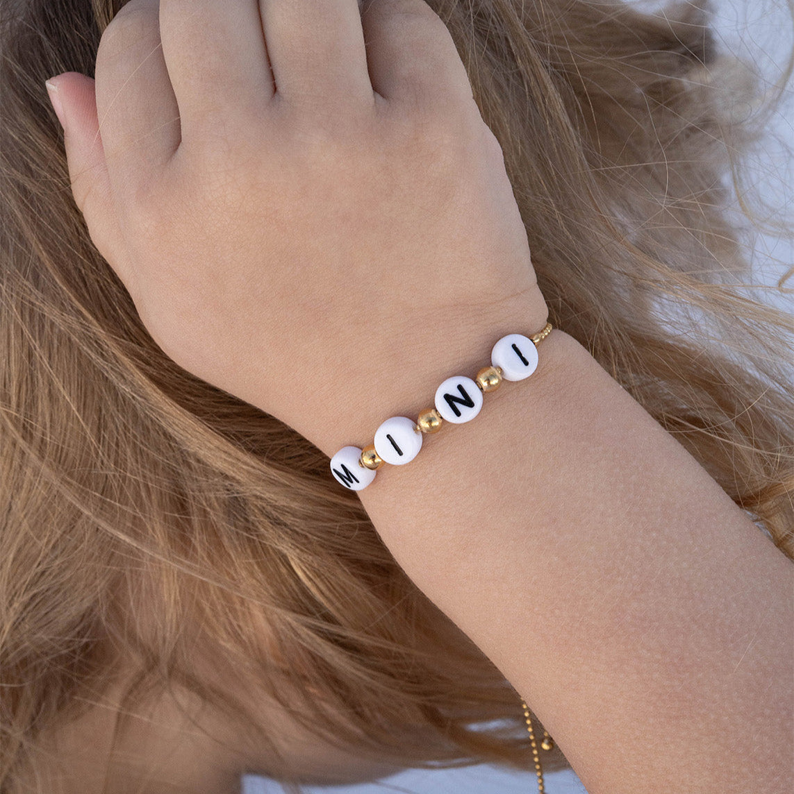 18K Gold PVD Stainless Steel "Mini" Adjustable Beaded Bracelet