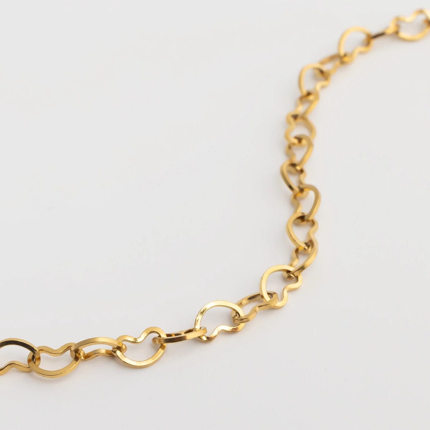 18K Gold PVD Stainless Steel Intertwined Hearts Anklet