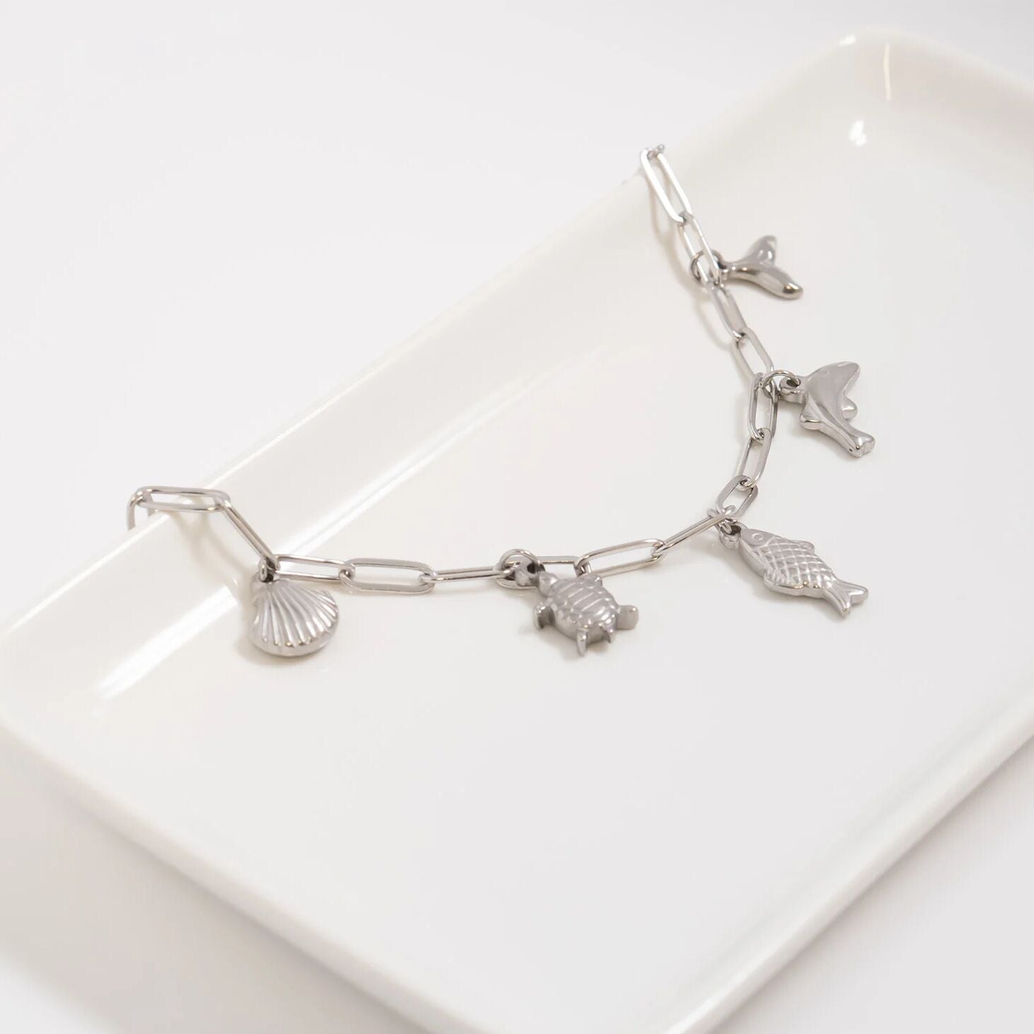 18K Gold PVD Stainless Steel Sea Vacation Charm Bracelet