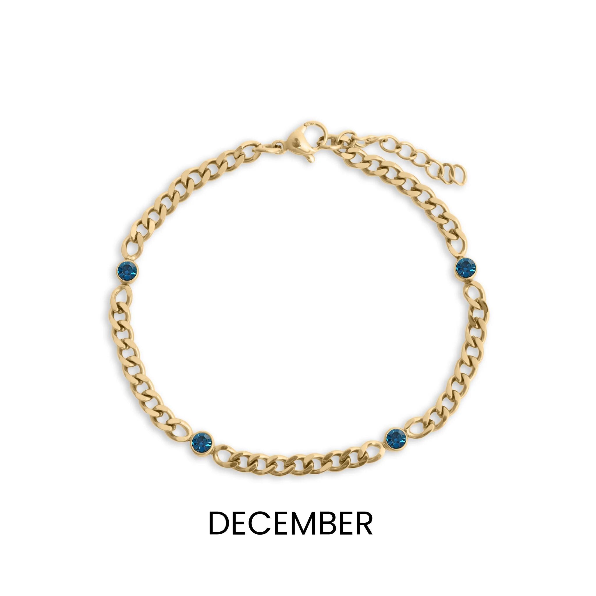 18K Gold PVD Station Birthstone Bracelet
