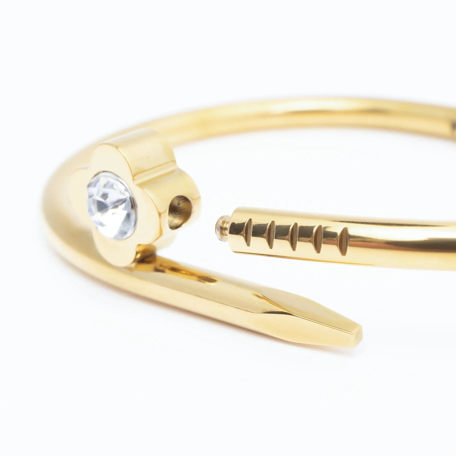 18K Gold PVD Stainless Steel Stone Floral Nail Bangle Bracelet