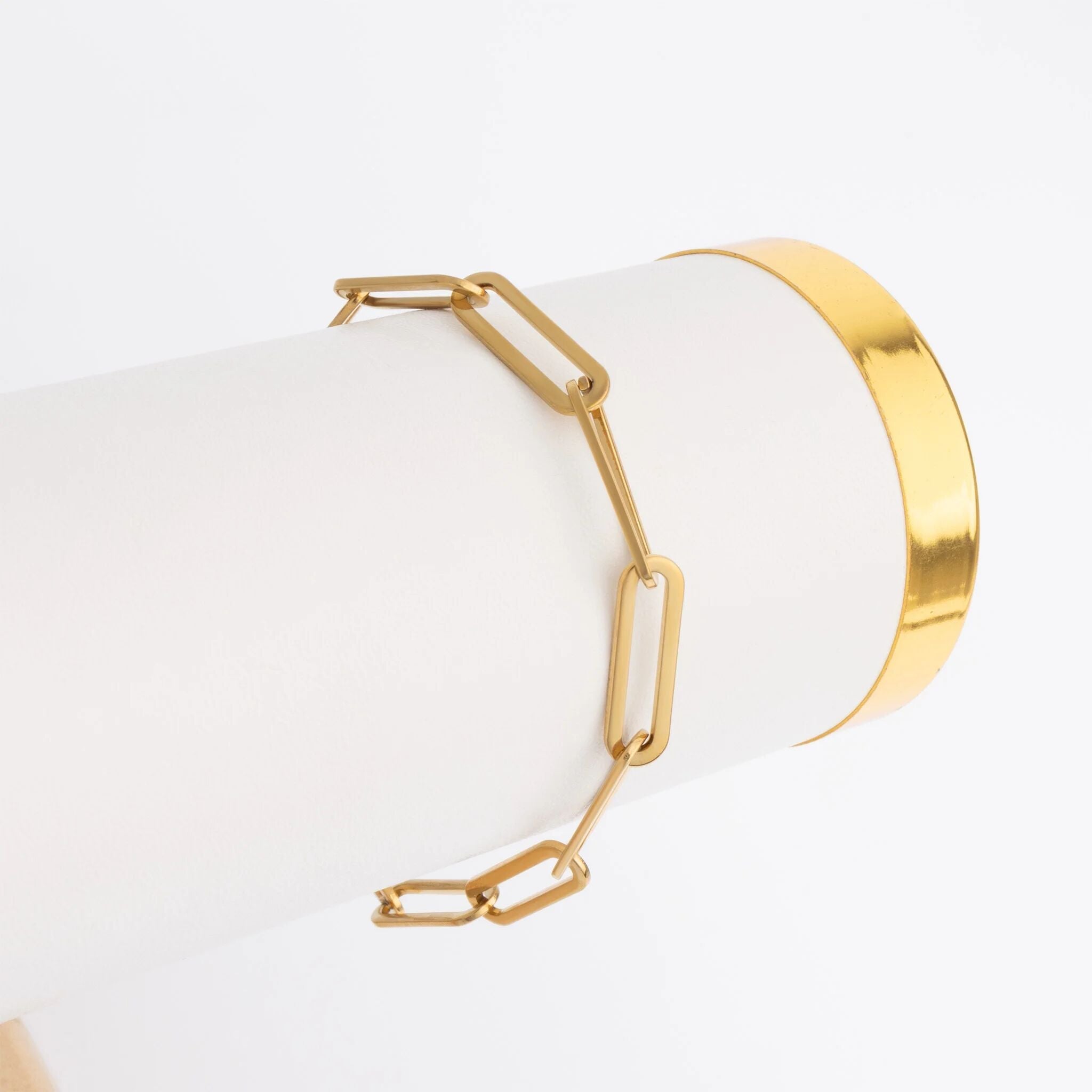 18K Gold PVD Stainless Steel Long Paperclip Bracelet