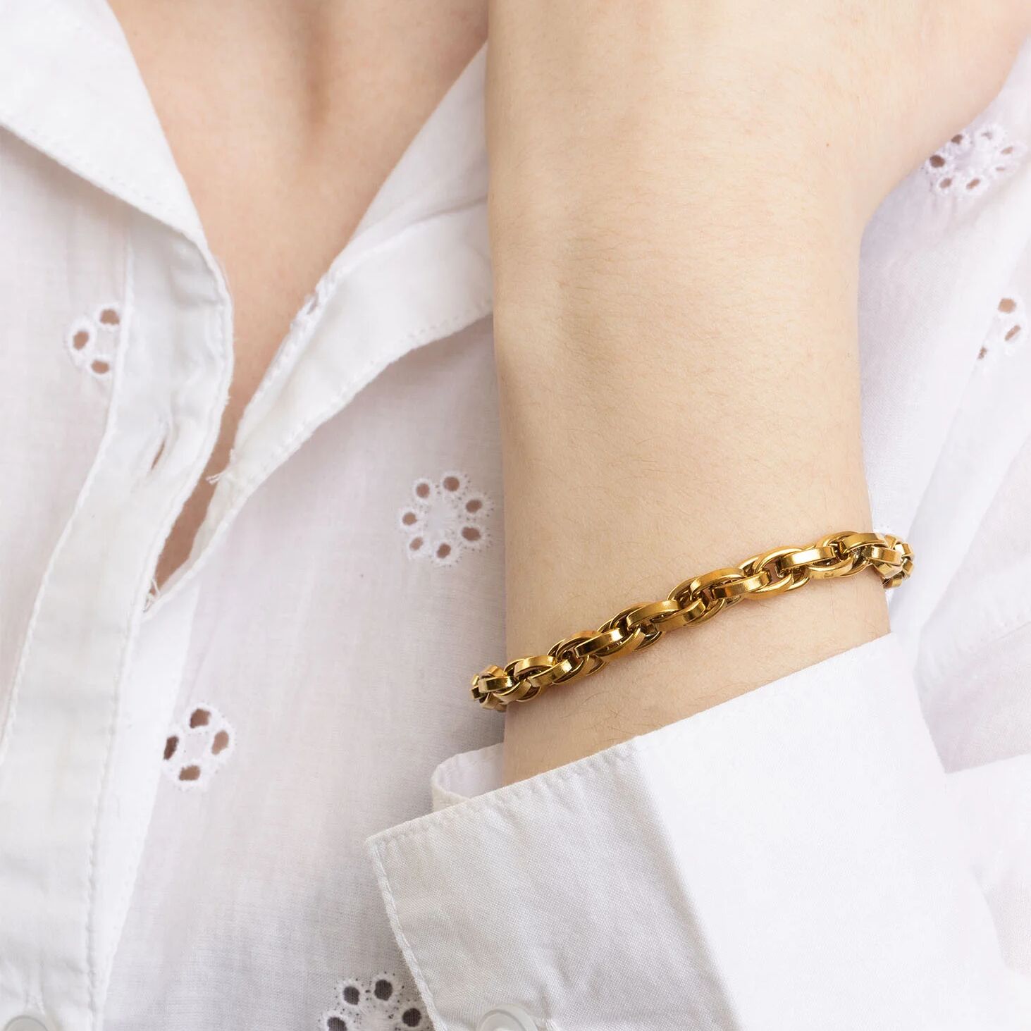 18K Gold PVD Stainless Steel Double Oval Chain Bracelet