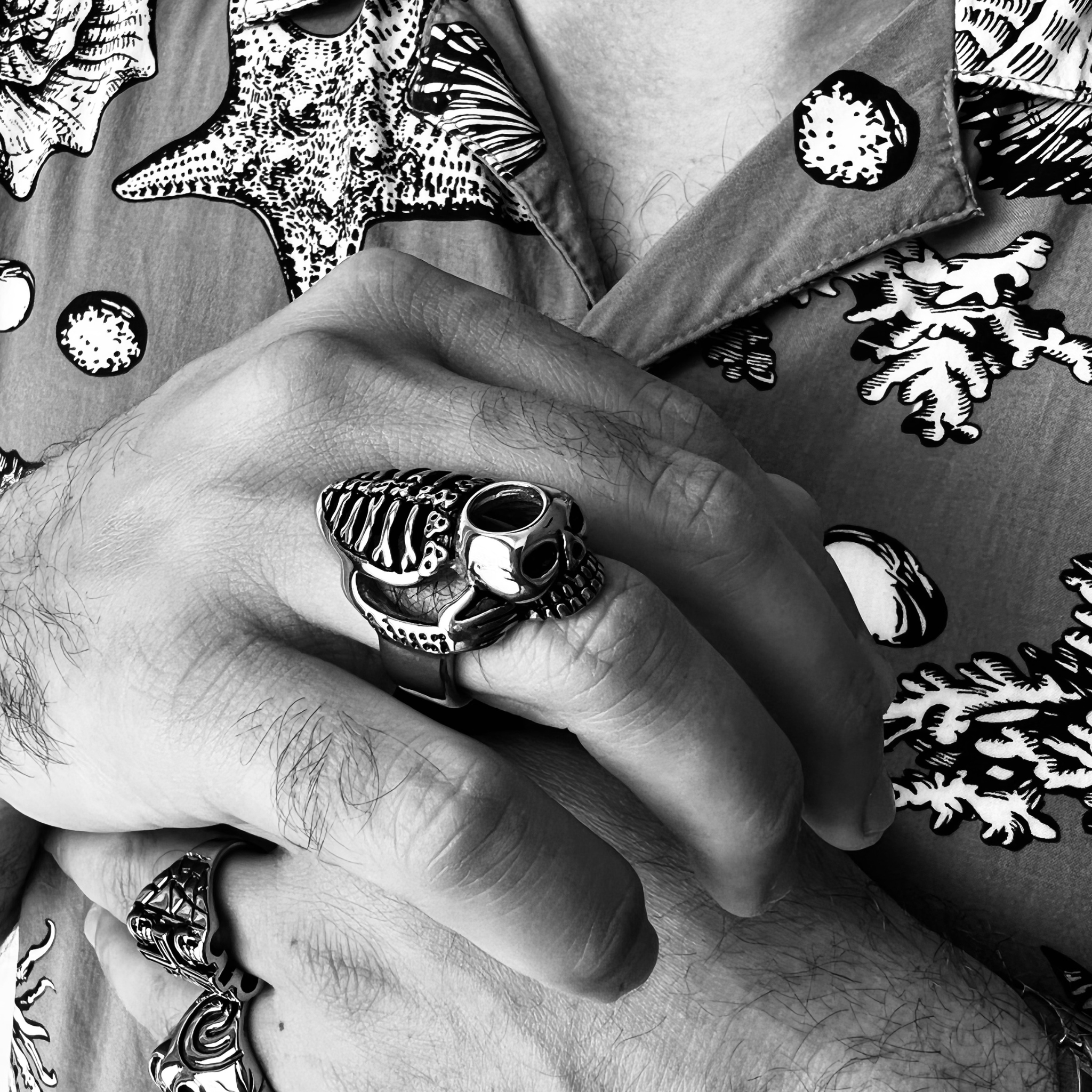 Detailed Skeleton Stainless Steel Ring