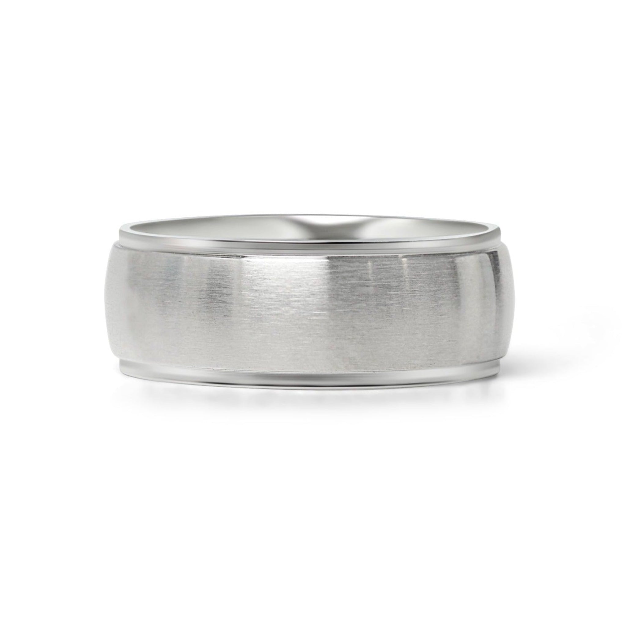 Stainless Steel Blank Ring Wide Brushed Center Polished Edge