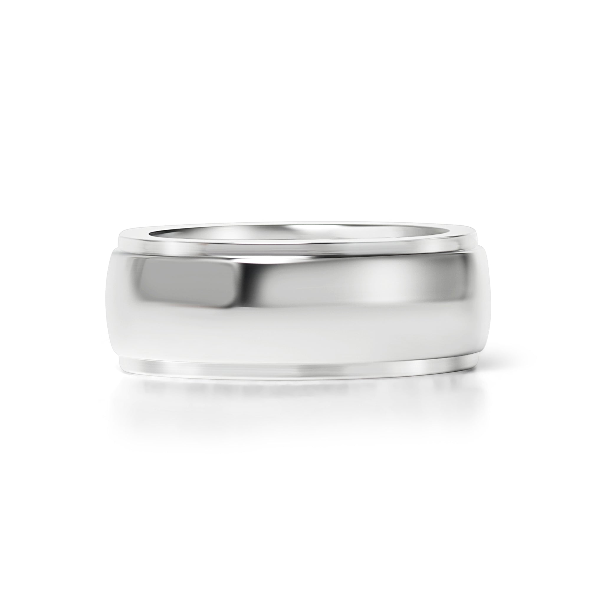 Stainless Steel Highly Polished Rounded Center with Edge Blank Ring