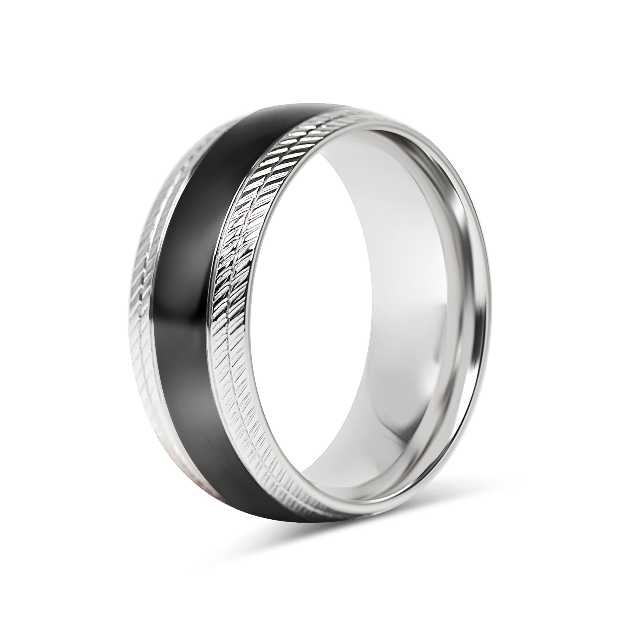 Black Center Stainless Steel Lined Pattern Edge Ring