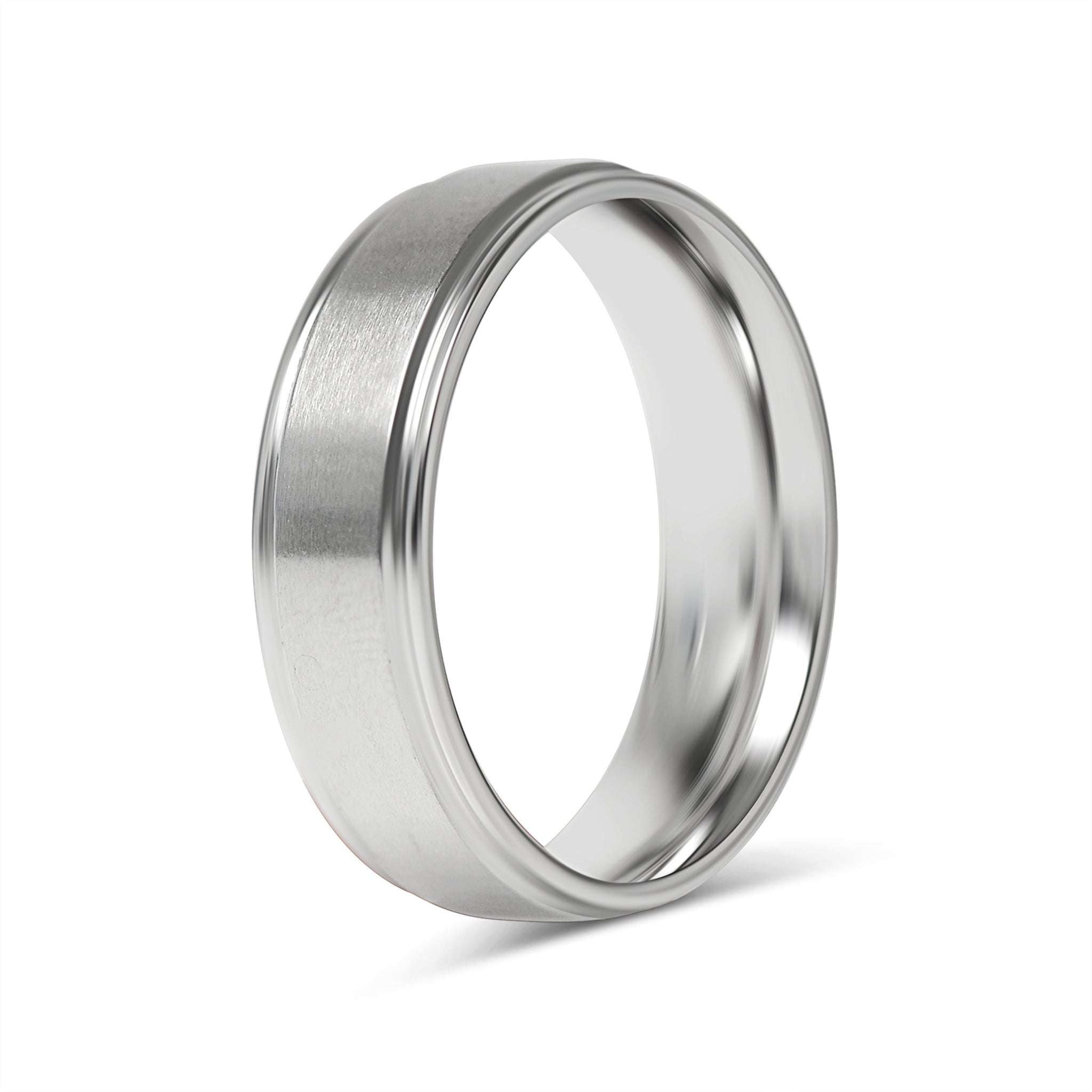 Stainless Steel Blank Ring Brushed Center Grooved Edge