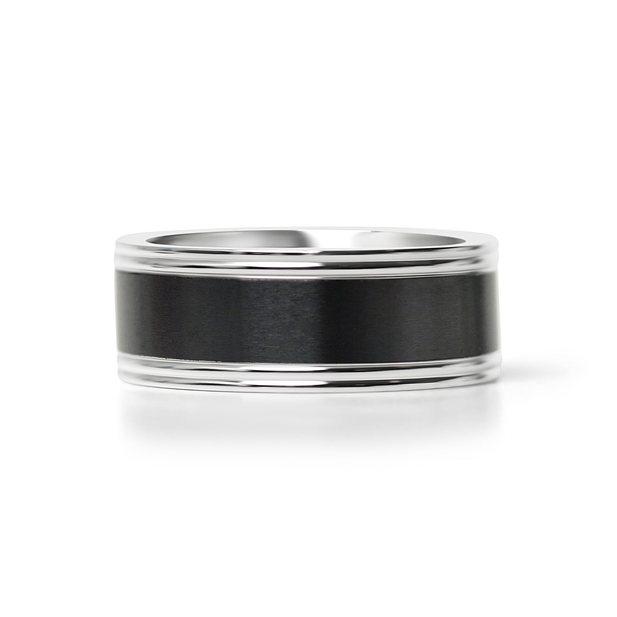 Stainless Steel Black Center Blank Ring