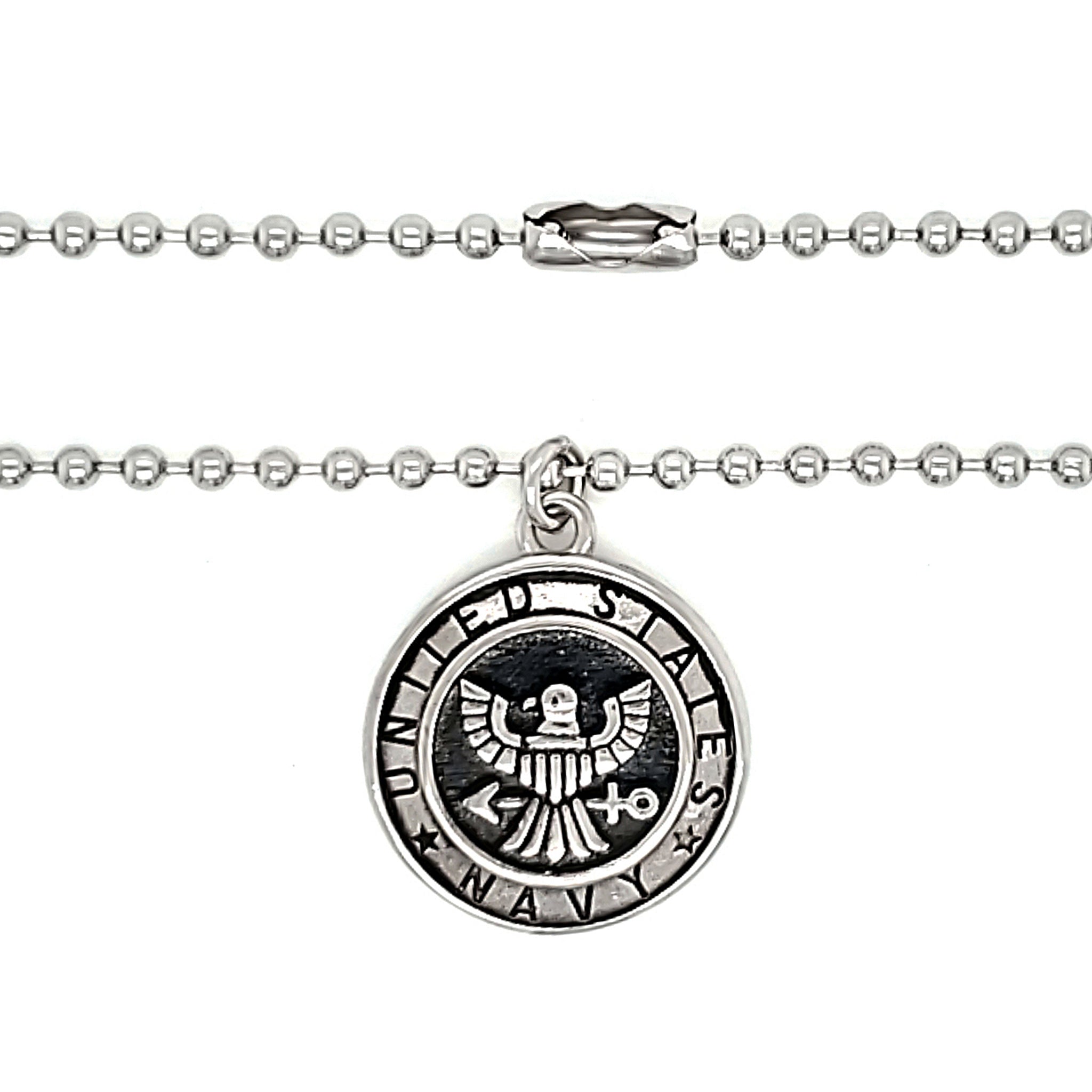 Stainless Steel United States Navy Polished Pendant on Ball Chain
