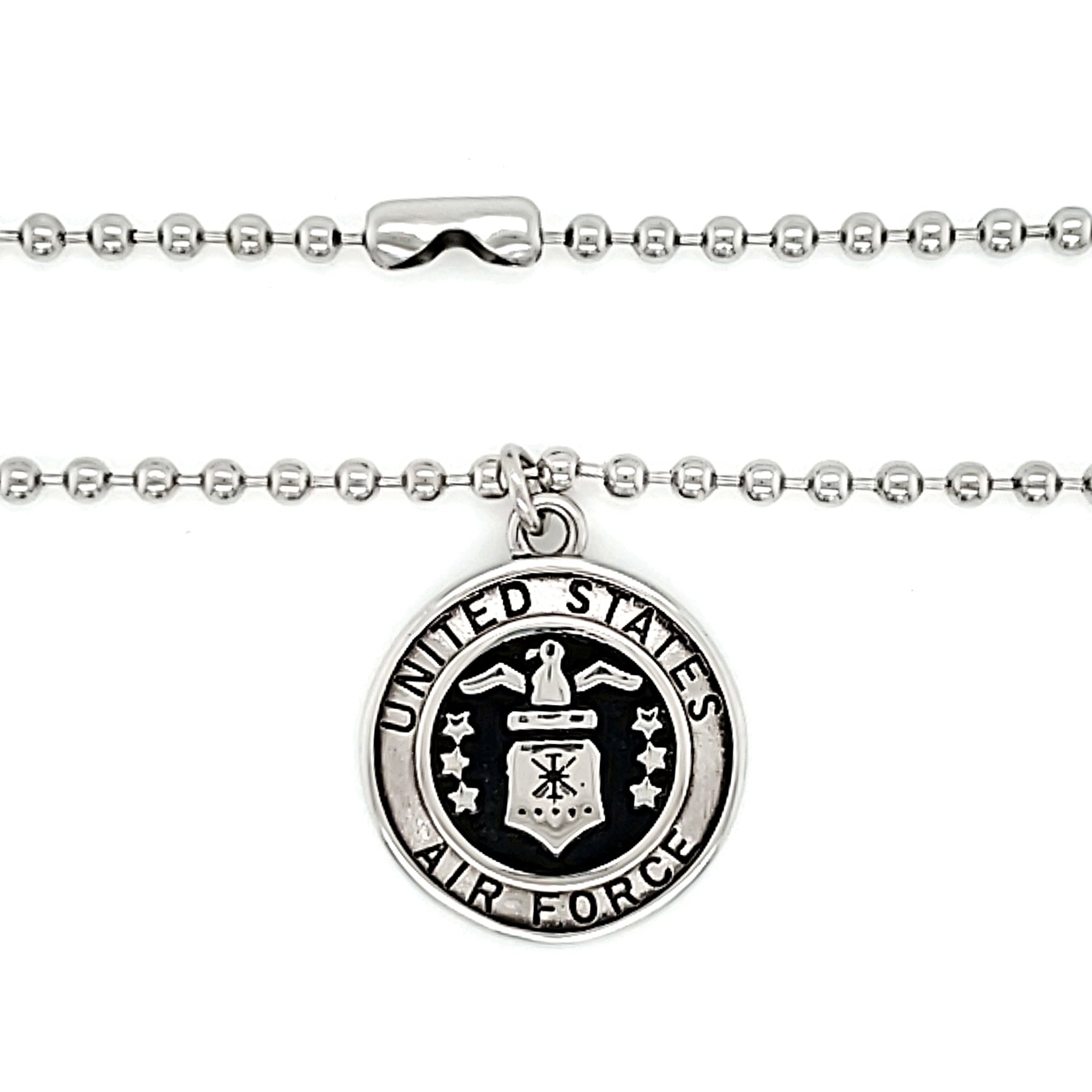 Stainless Steel United States Air Force Polished Pendant on Ball Chain