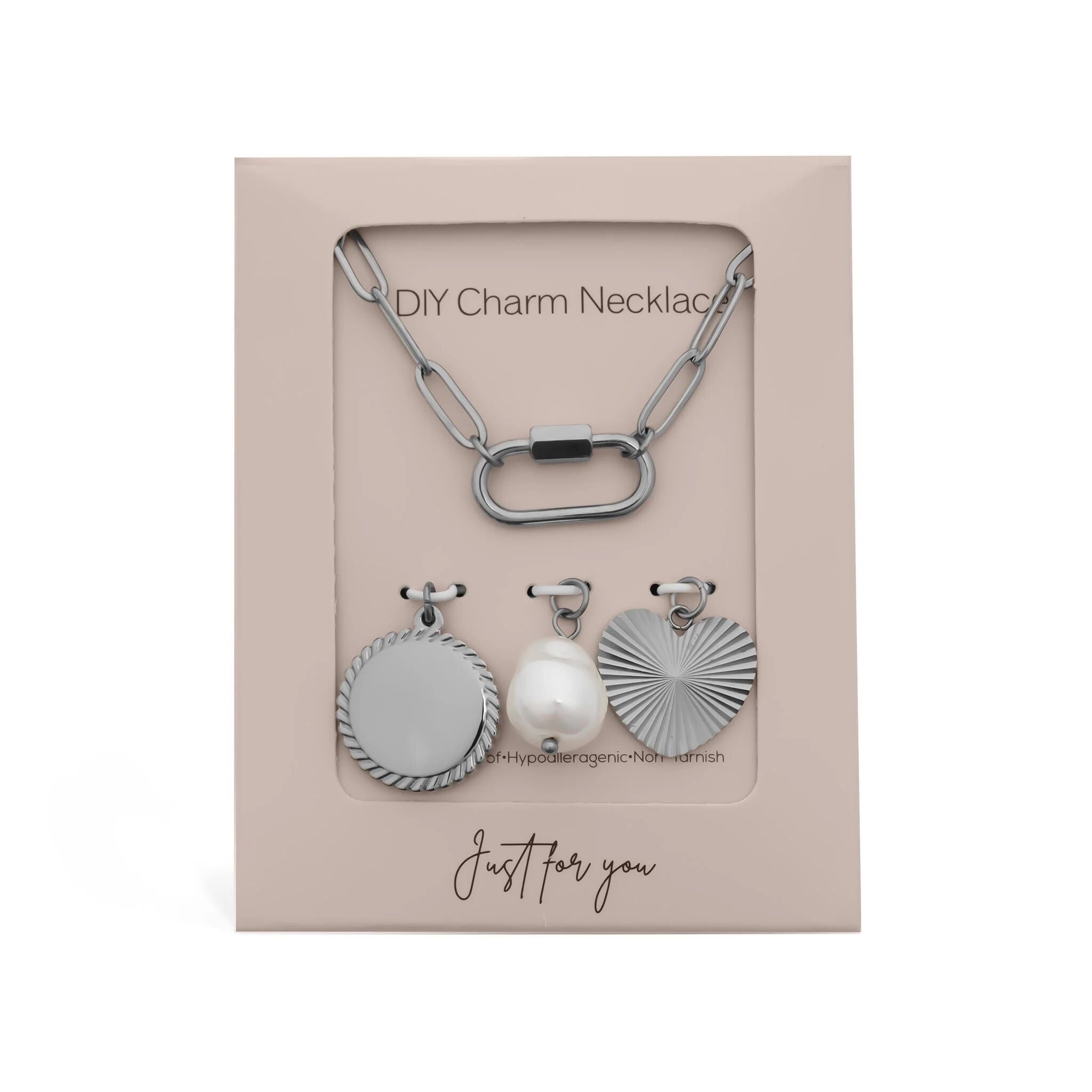 18K Gold PVD Stainless Steel Pearl Sunburst Charm Holder Necklace Gift Set