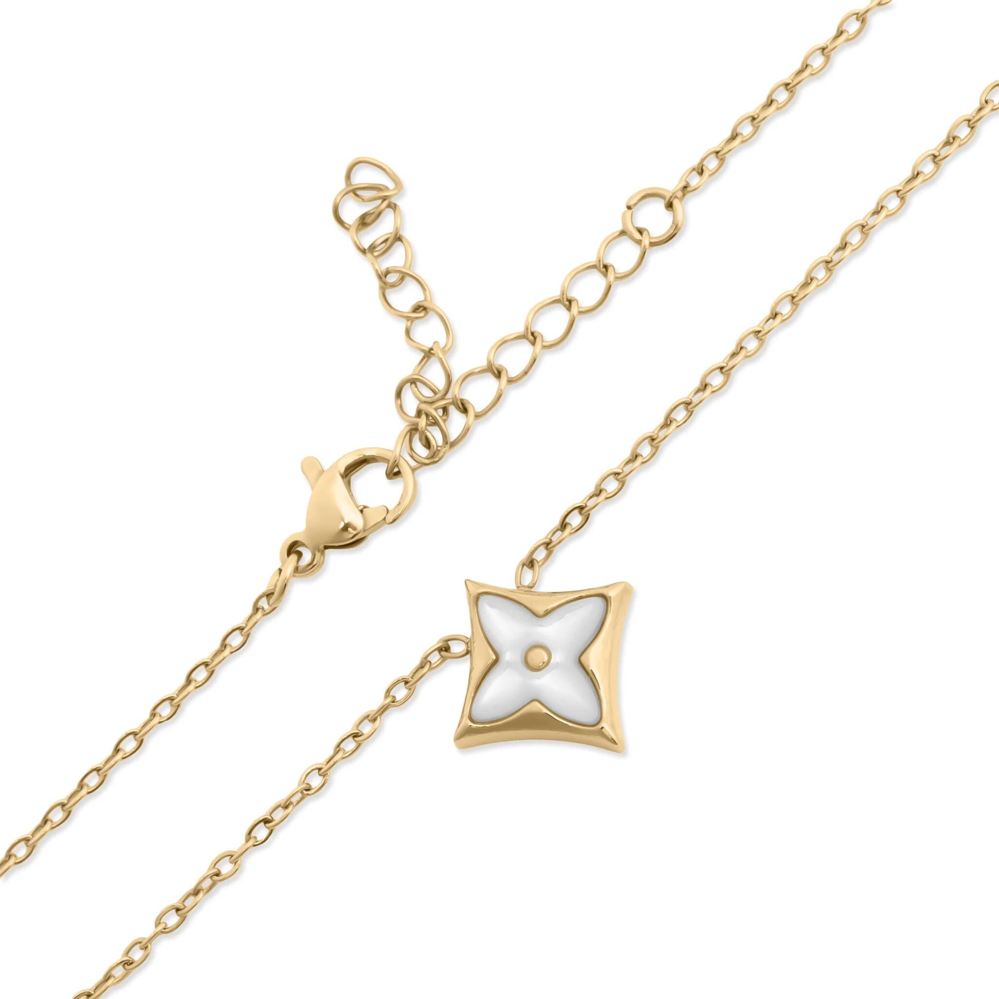 18K Gold PVD Stainless Steel Mother Of Pearl Star Pendant Necklace