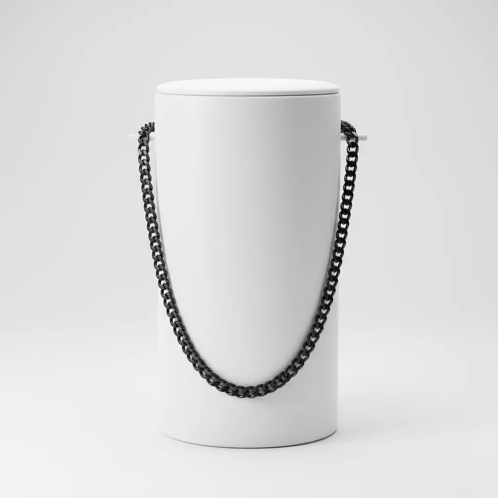 Stainless Steel Black Curb Chain Necklace
