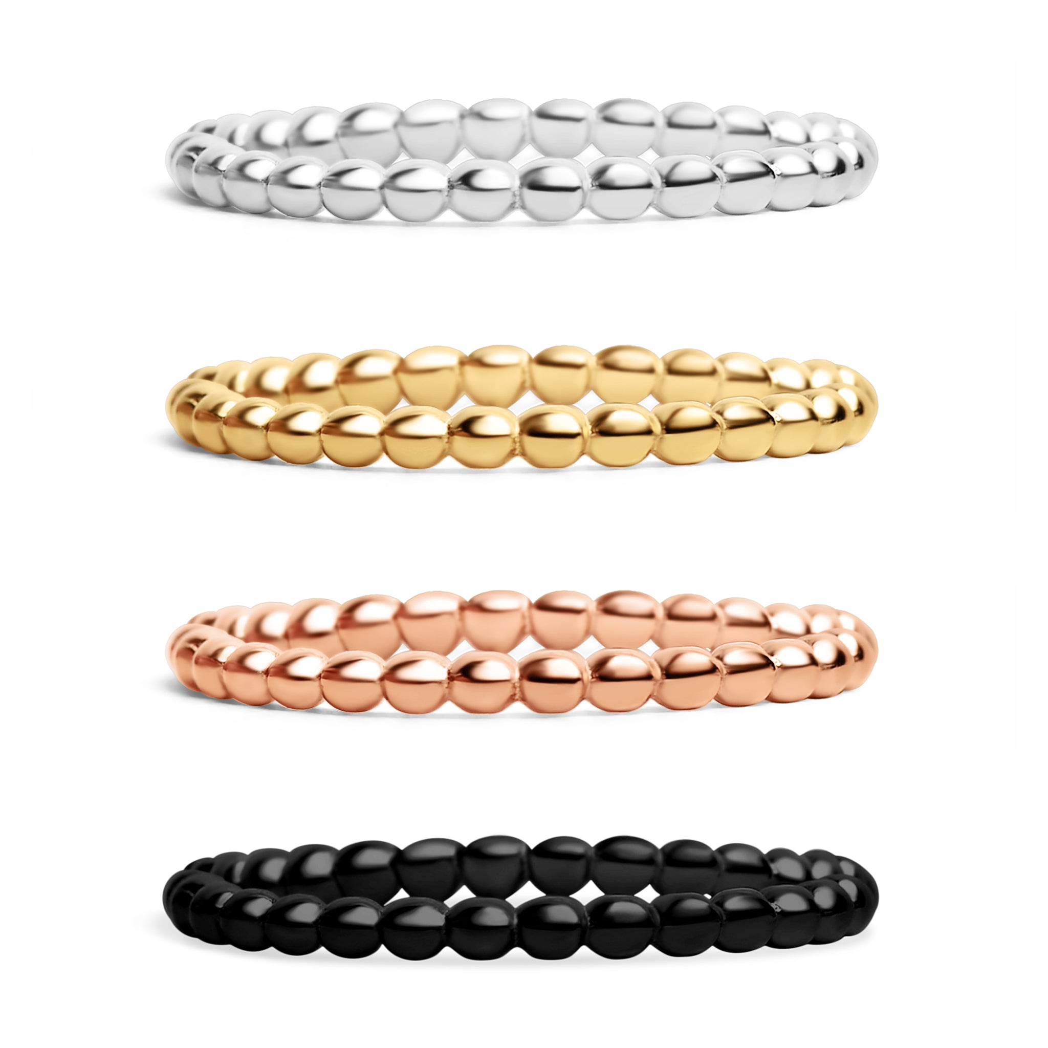 18K Gold PVD Stainless Steel Beaded Stacking Ring