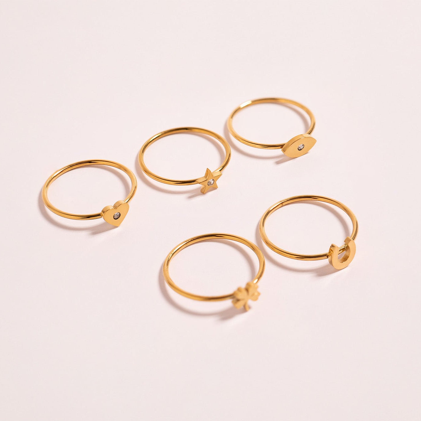 18K Gold PVD Stainless Steel Horseshoe Symbol Ring