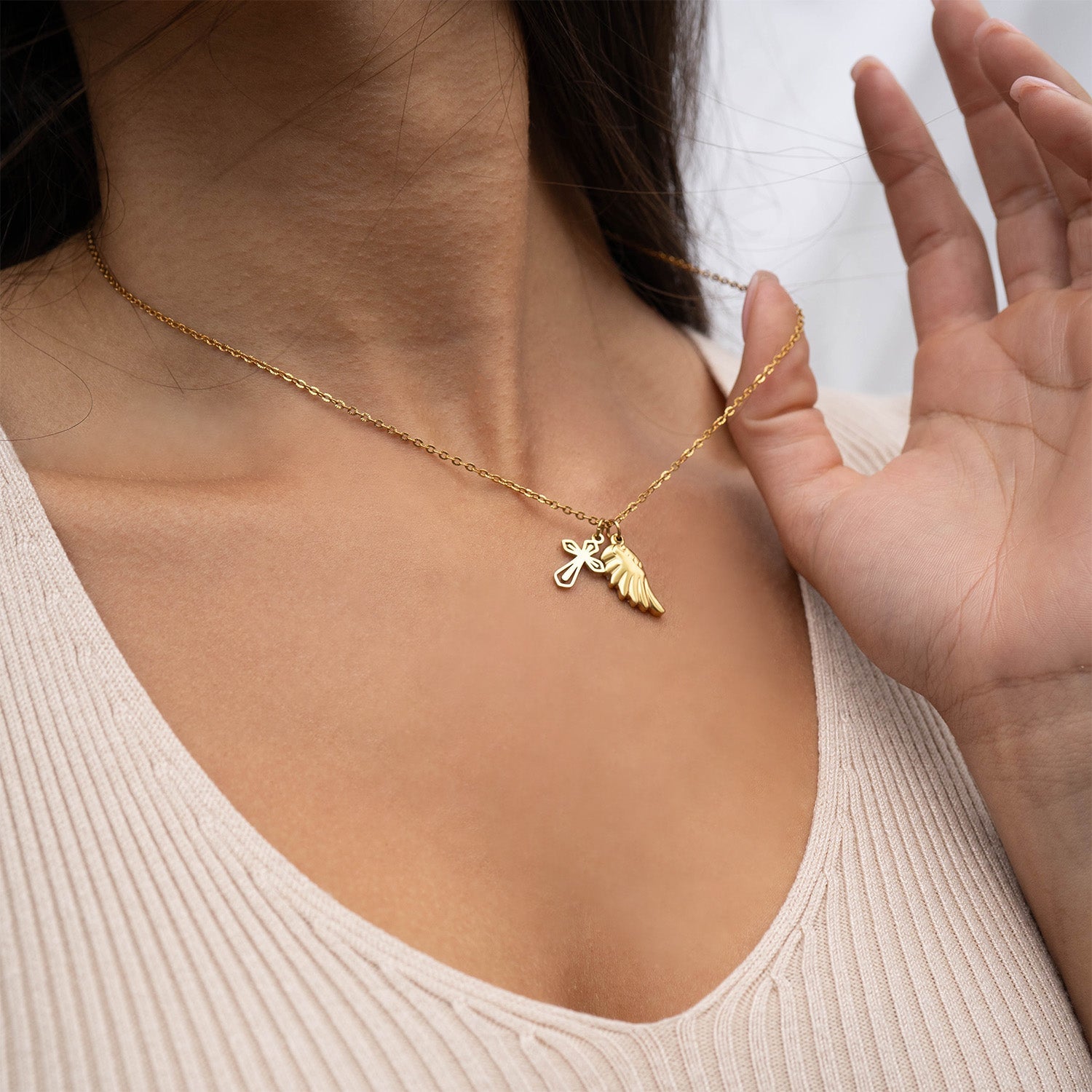 18K Gold PVD Stainless Steel Faith & Love Charm Set