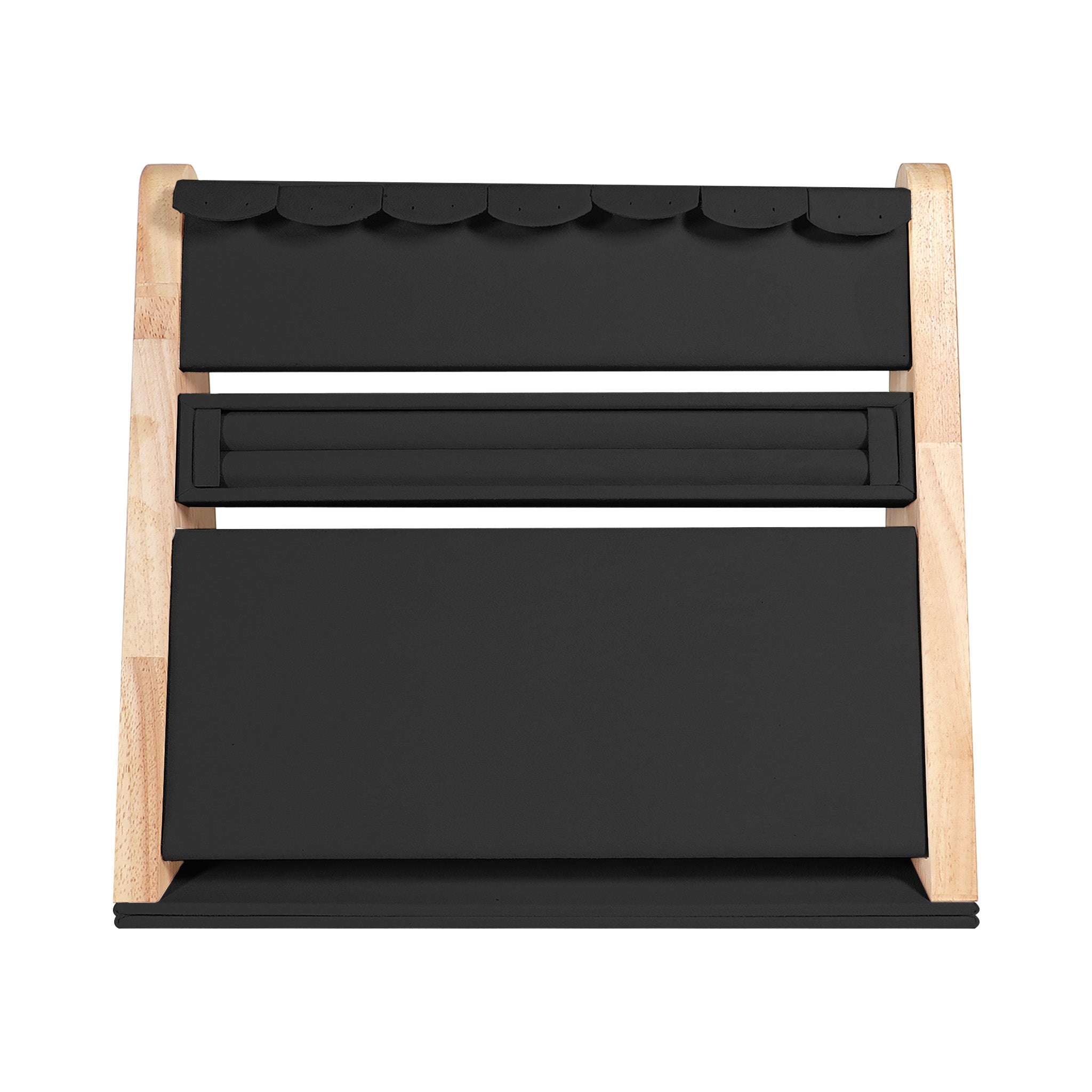 Natural Wood & Suede 3 Tier Jewelry Display