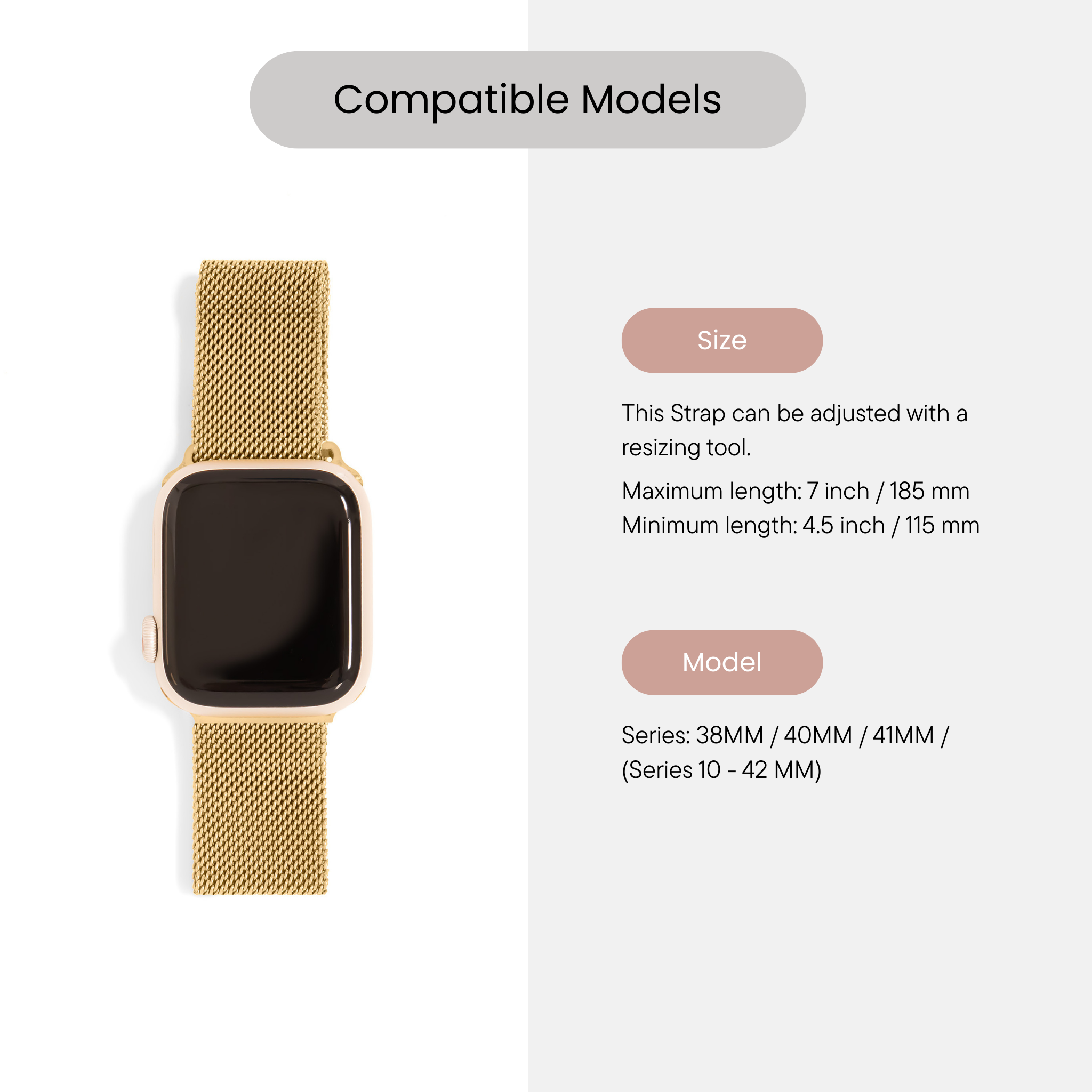 18K Gold PVD Stainless Steel Mesh Smartwatch Band