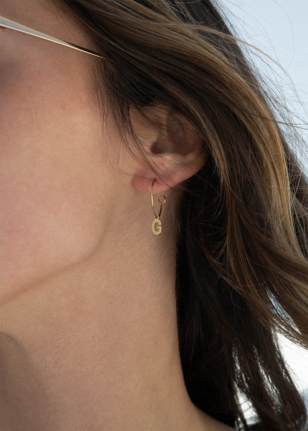18K Gold PVD Stainless Steel Mini Hoop Initial Earrings