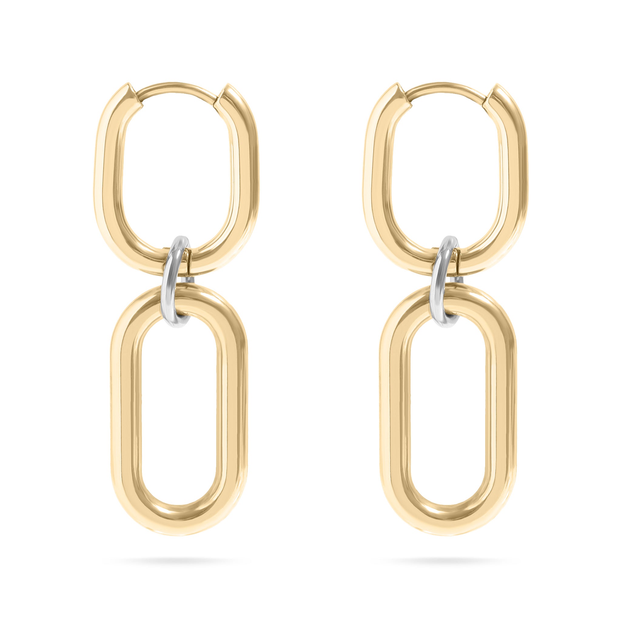 18K Gold PVD Stainless Steel Convertible Huggie Earrings