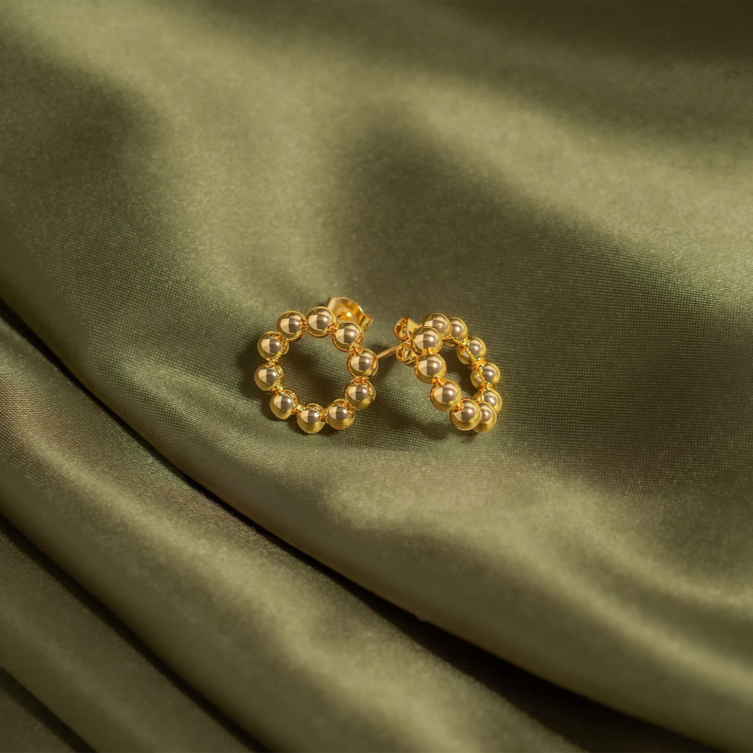 18K Gold PVD Stainless Steel Circle Ball Stud Earrings
