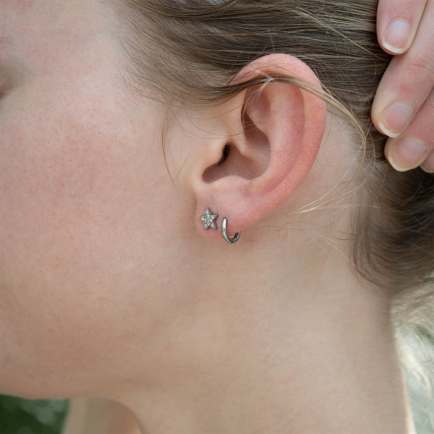 18K Gold PVD Stainless Steel Star Stud Pave Stone Earrings