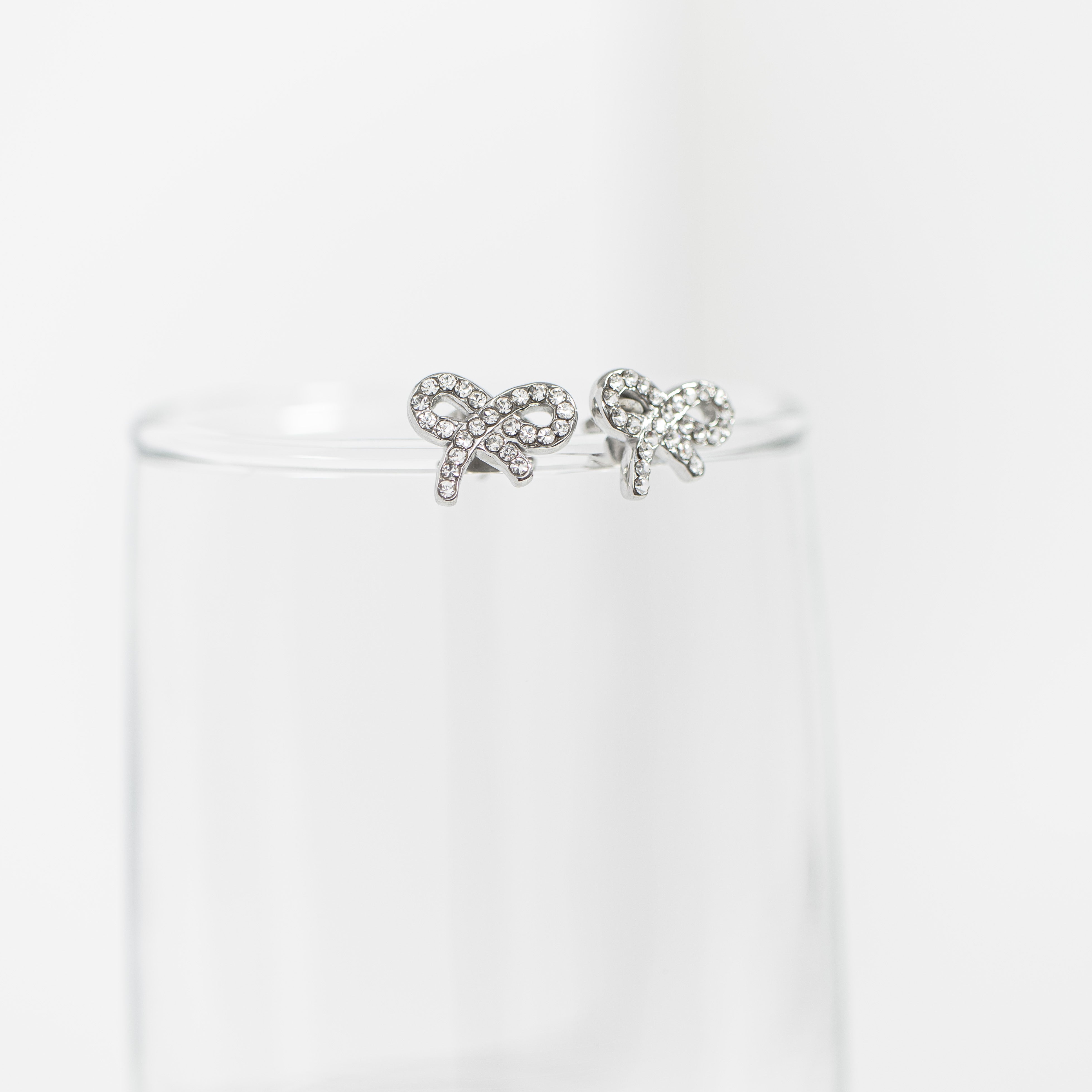 18K Gold PVD Stainless Steel Stone Bow Earrings