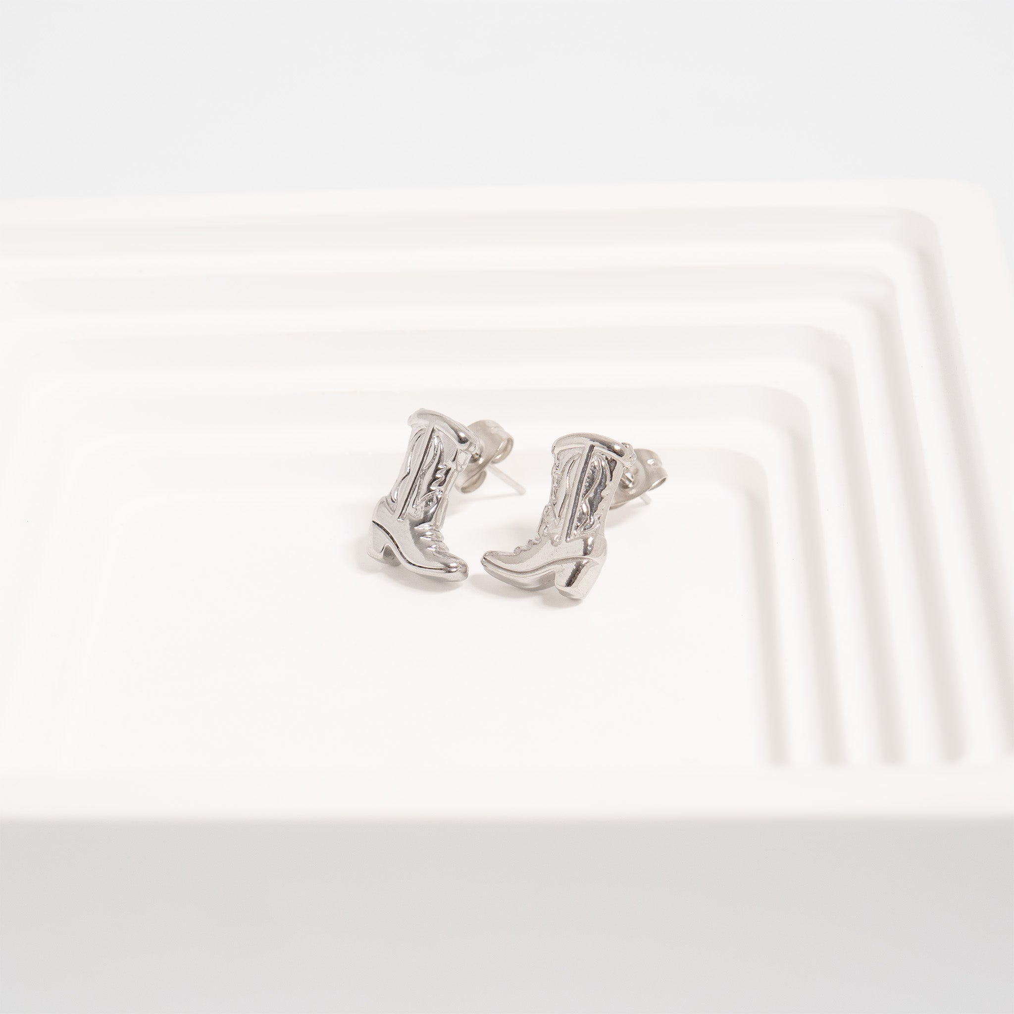 18K Gold PVD Stainless Steel Cowboy Boot Stud Earrings