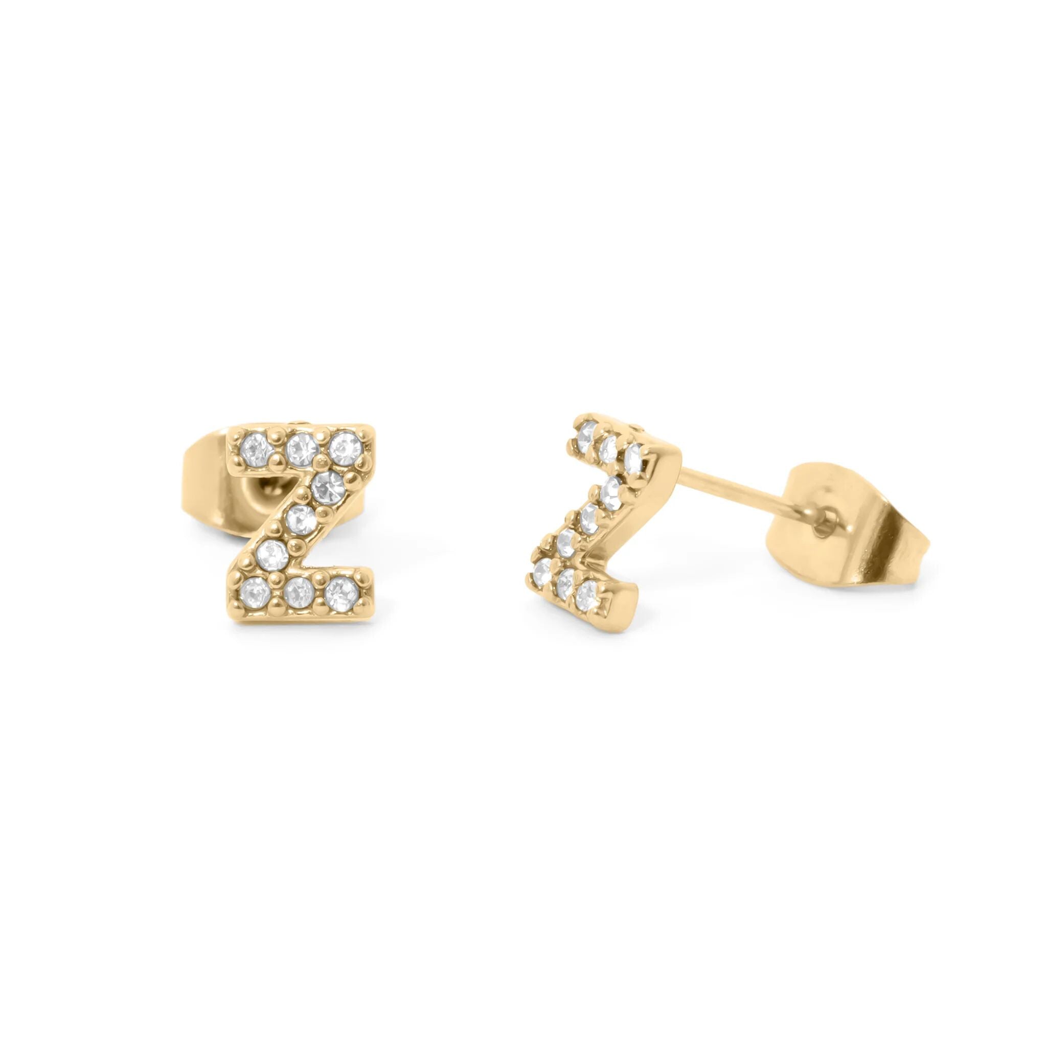 18K Gold PVD Stainless Steel Initial Stud Earrings