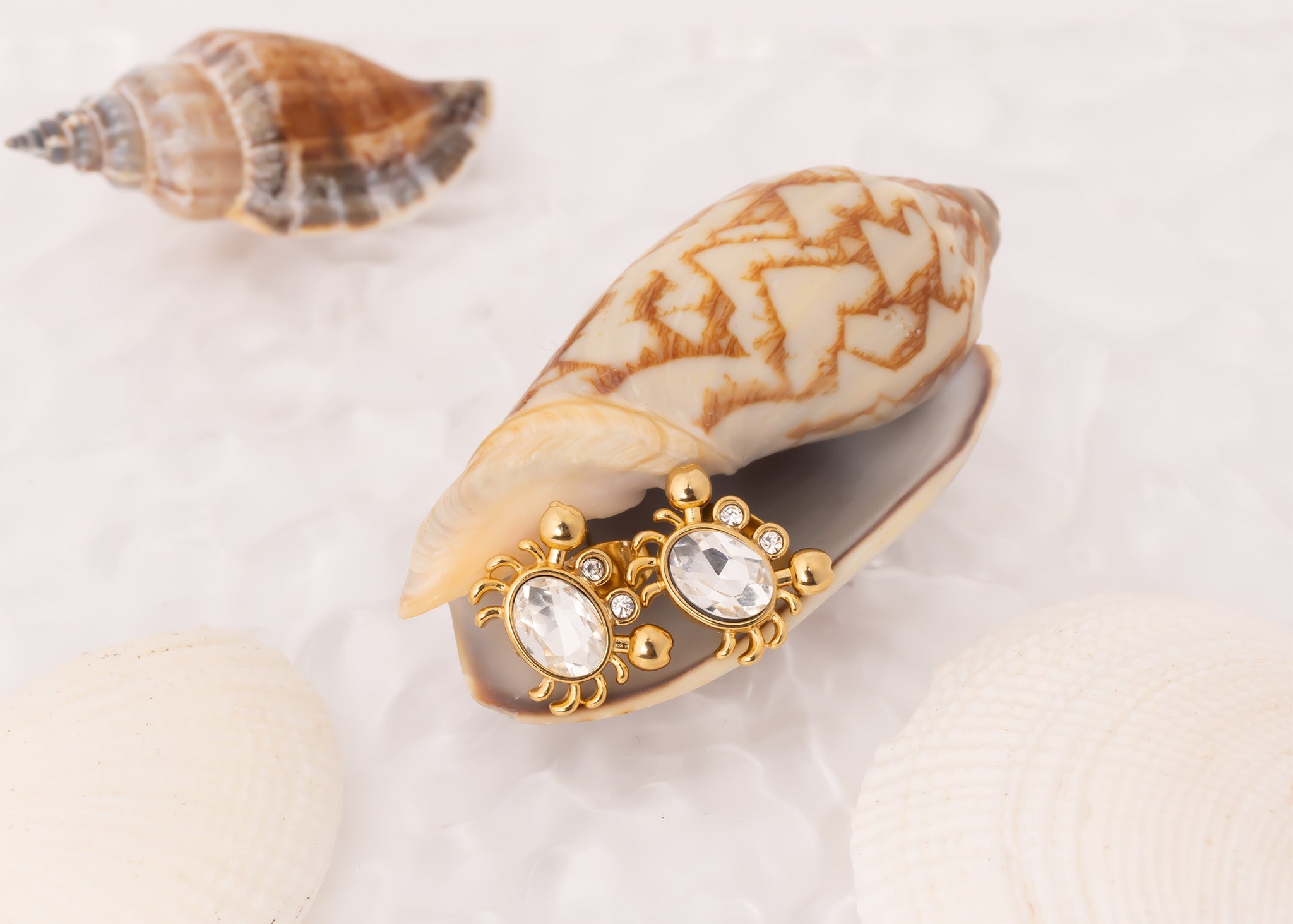 18K Gold PVD Stainless Steel Stone Crab Earrings