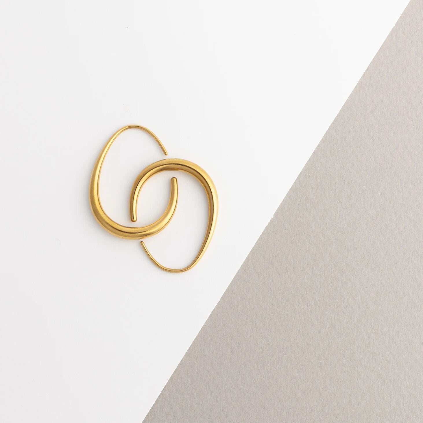 18K Gold PVD Stainless Steel Abstract Hoop Earrings