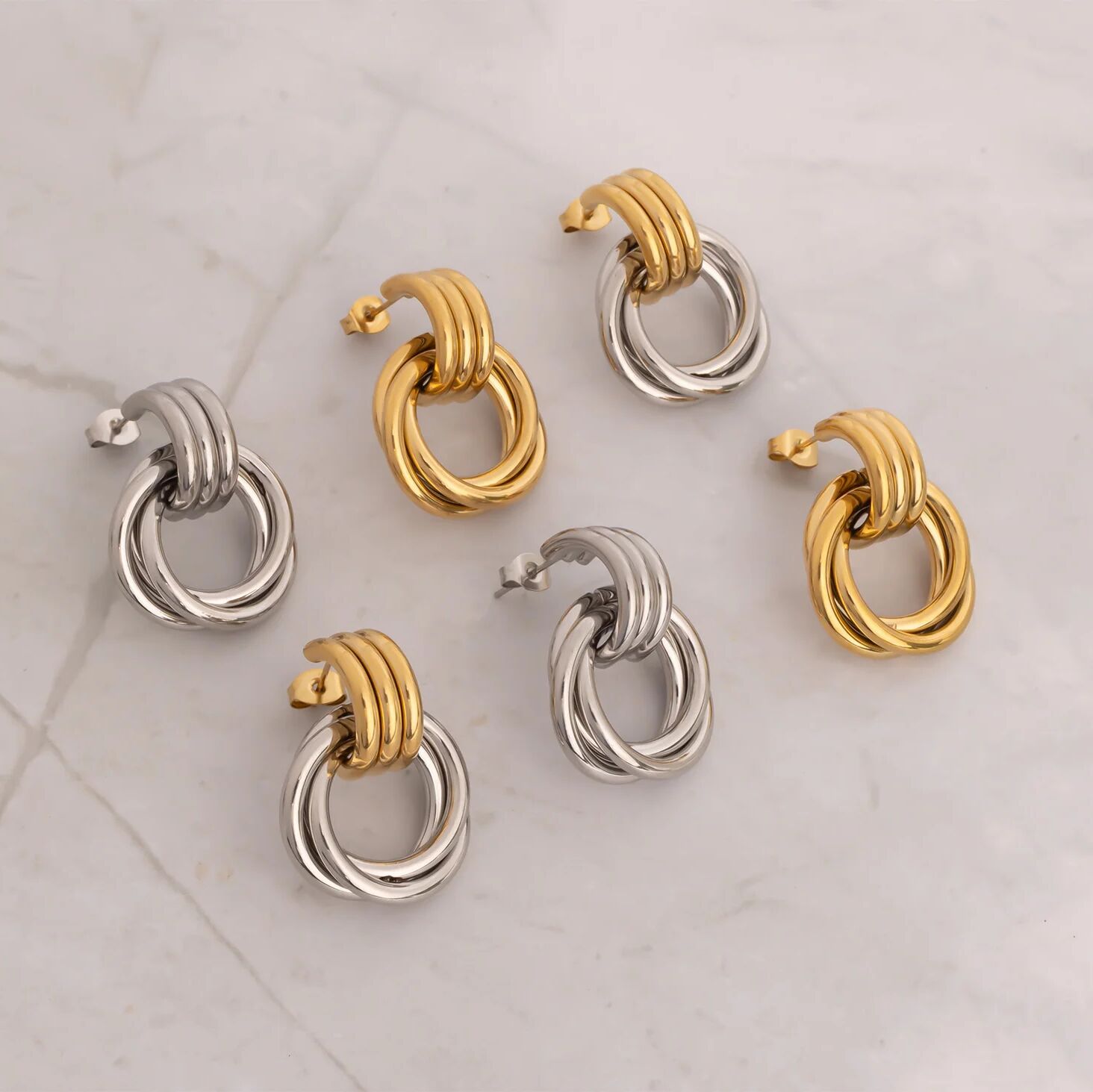 18K Gold PVD Stainless Steel Double Round Stud Earring