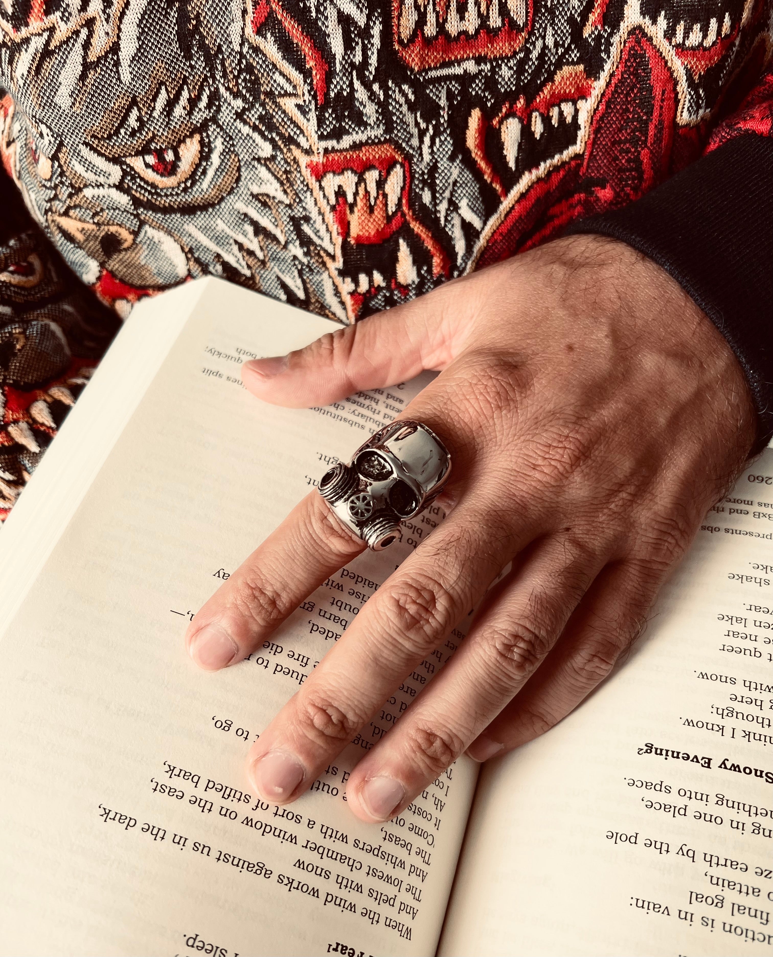 Stainless Steel Gas Mask Skull Ring