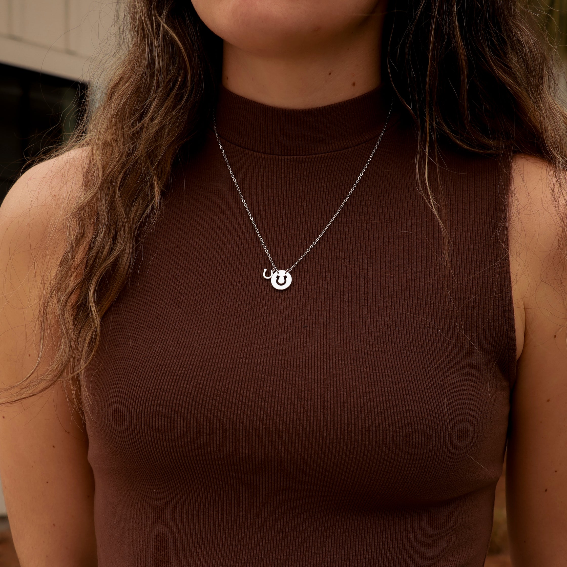 18K Gold PVD Stainless Steel Horseshoe Cutout Necklace