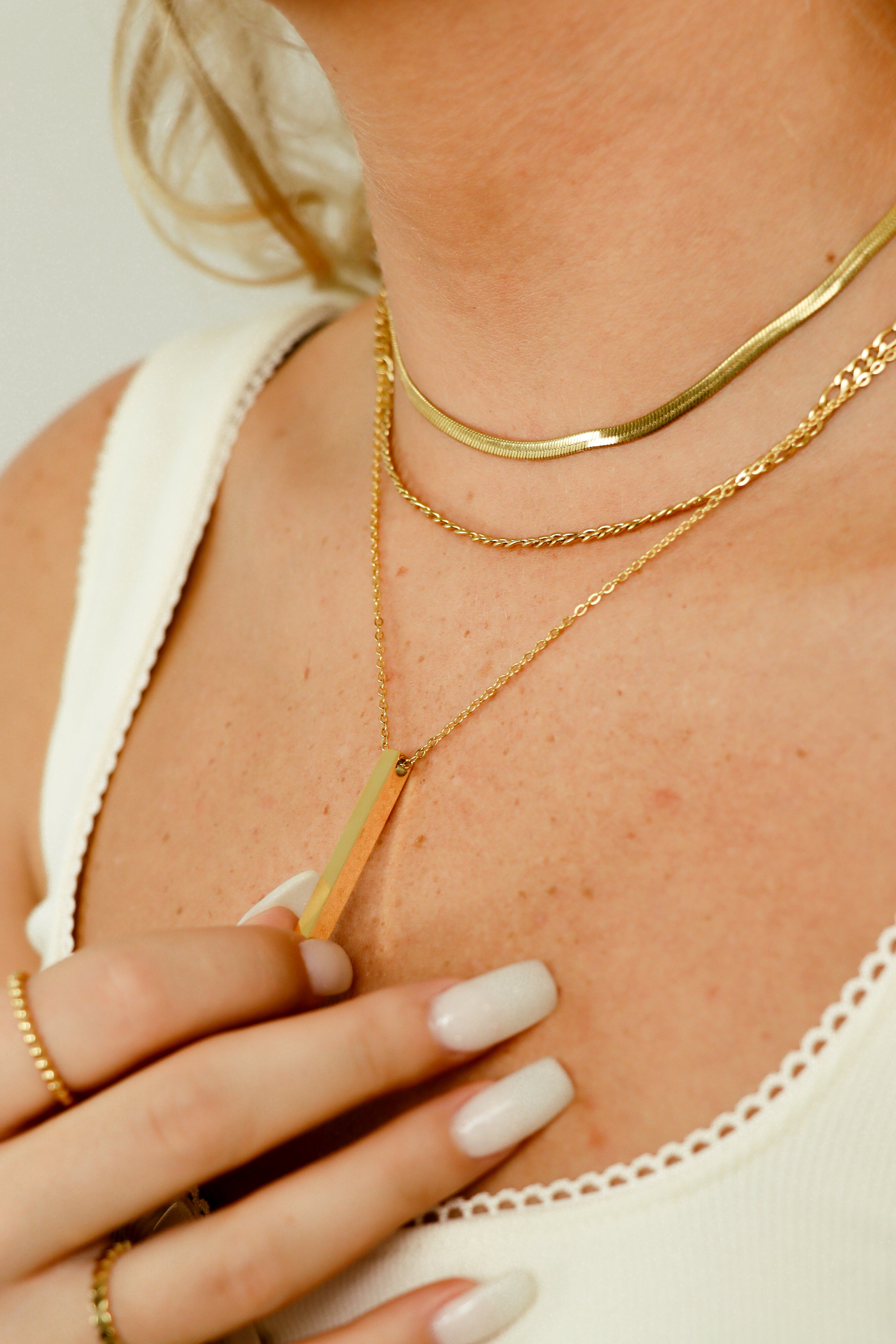 45 pc 18K Gold PVD Vertical Bar Layered Necklace Set