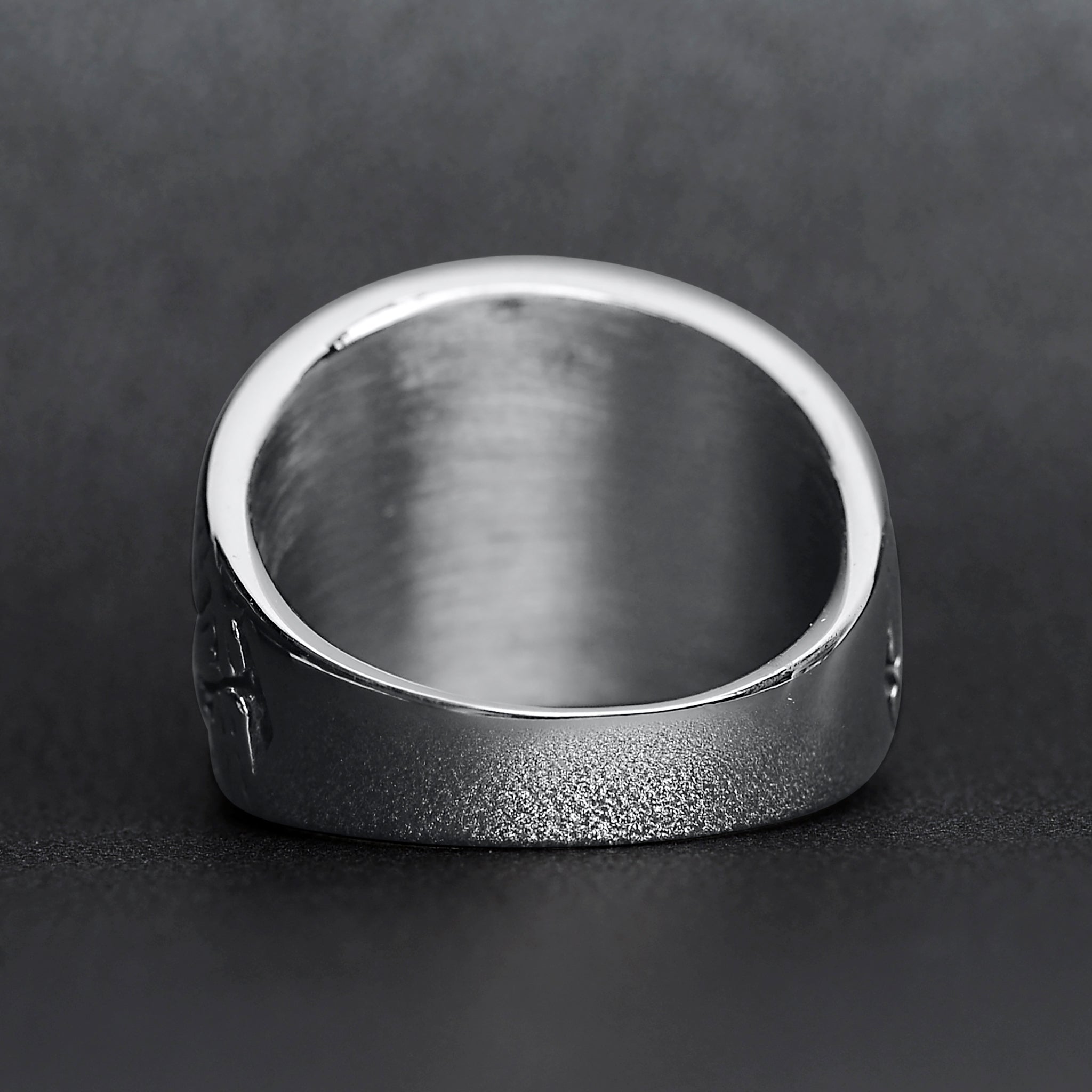 Stainless Steel United States Army Military Men's Ring with Black Stone