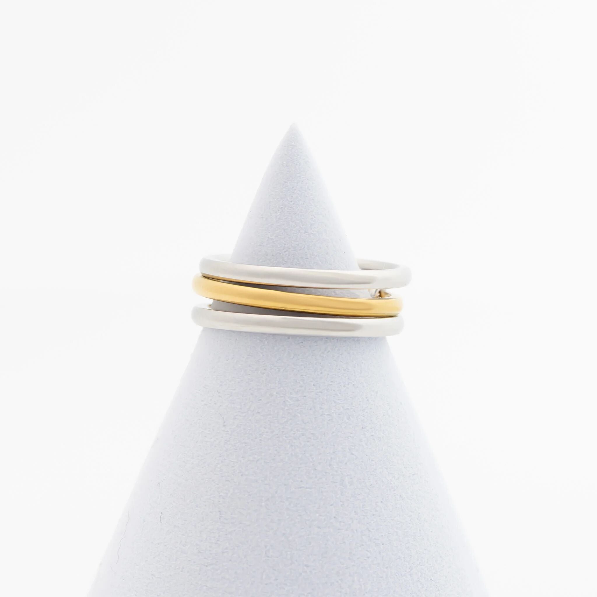 18K Gold PVD Stainless Steel Mixed Metal Triple Intertwined Ring