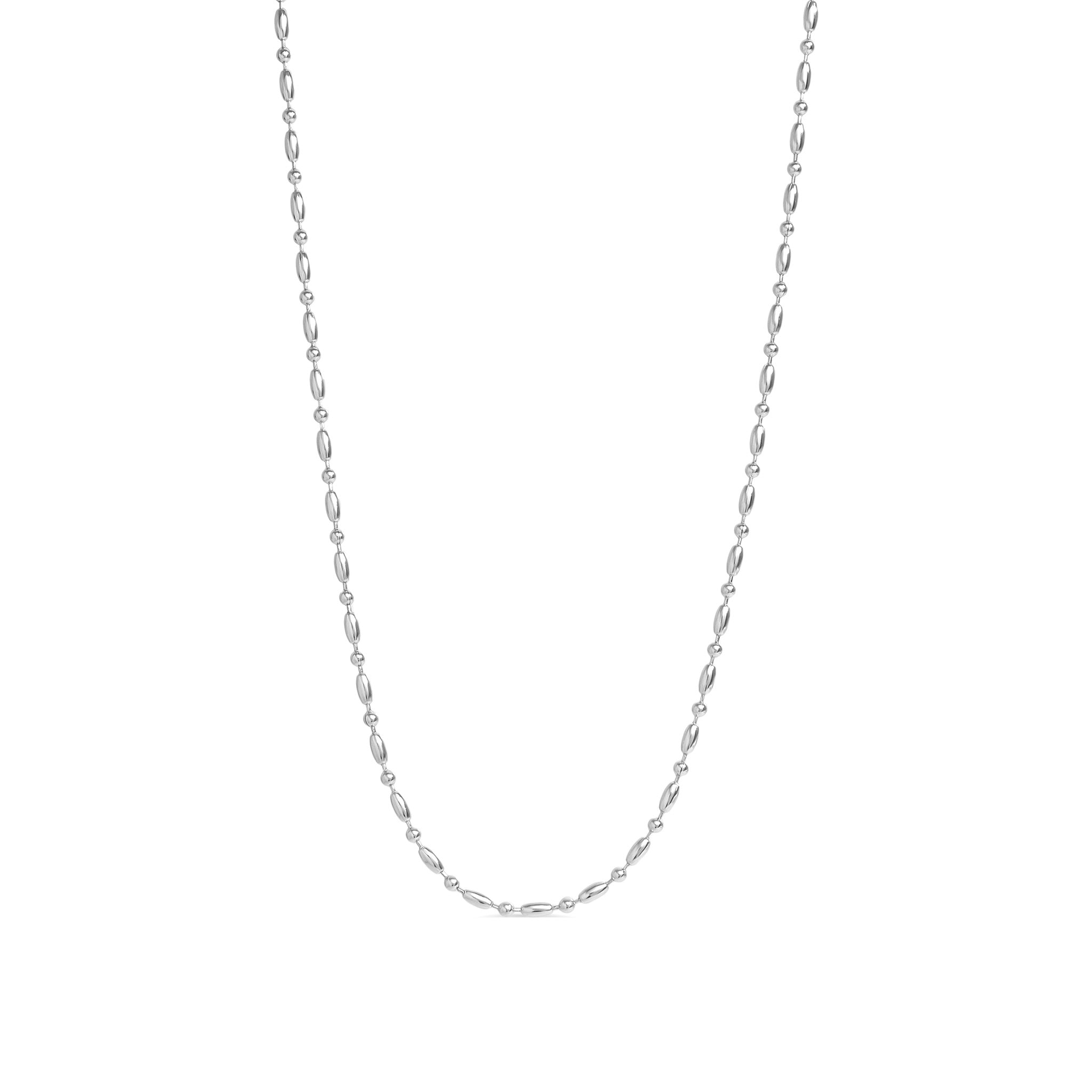 Stainless Steel Oval Beaded Necklace
