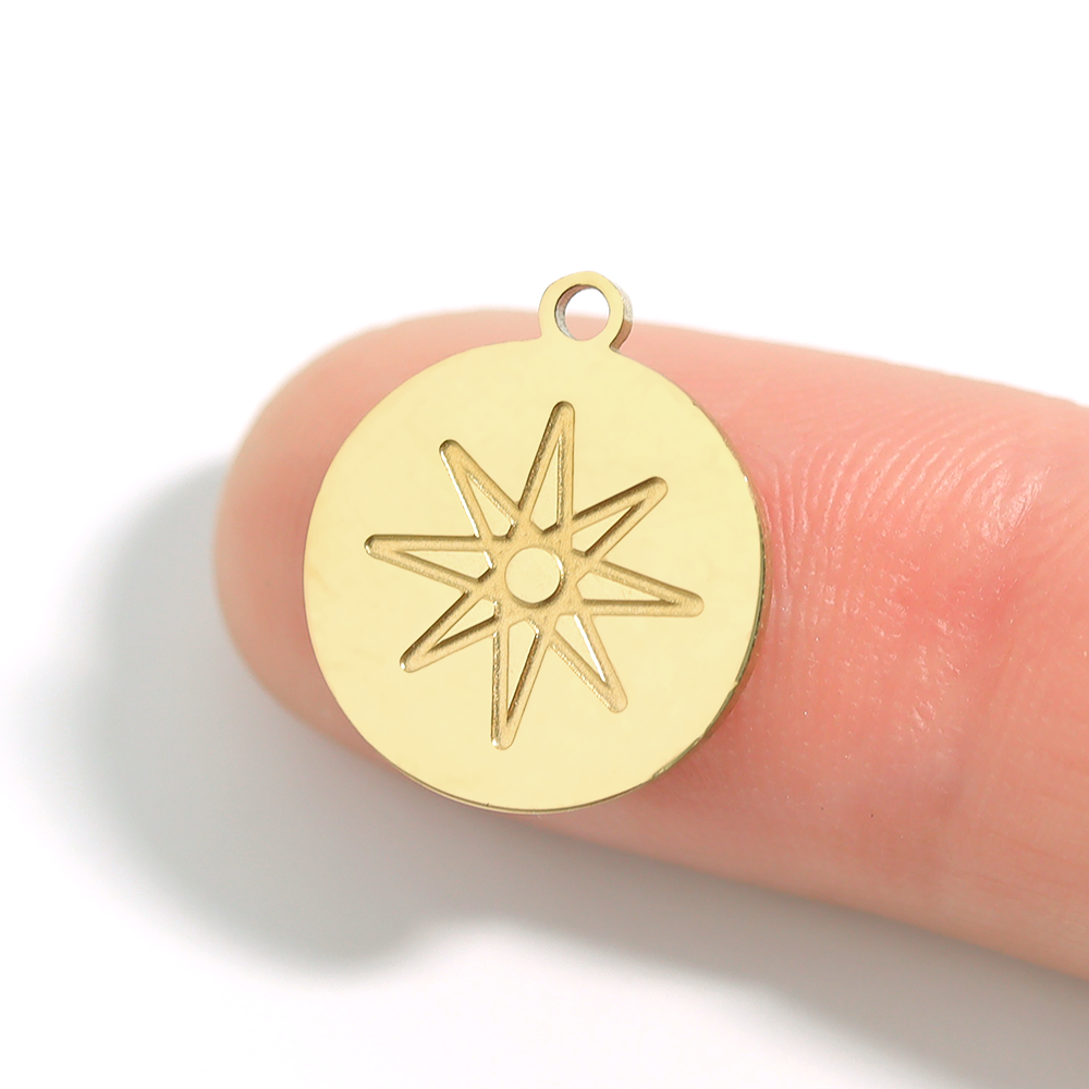 18K Gold PVD Stainless Steel Atomic Circle Charm