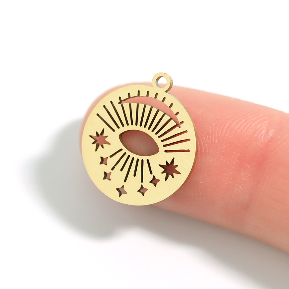 18K Gold PVD Stainless Steel Sun Ray Evil Eye Charm