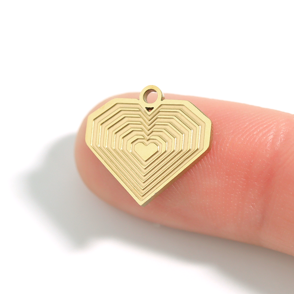 18K Gold PVD Stainless Steel Geometric Heart Charm